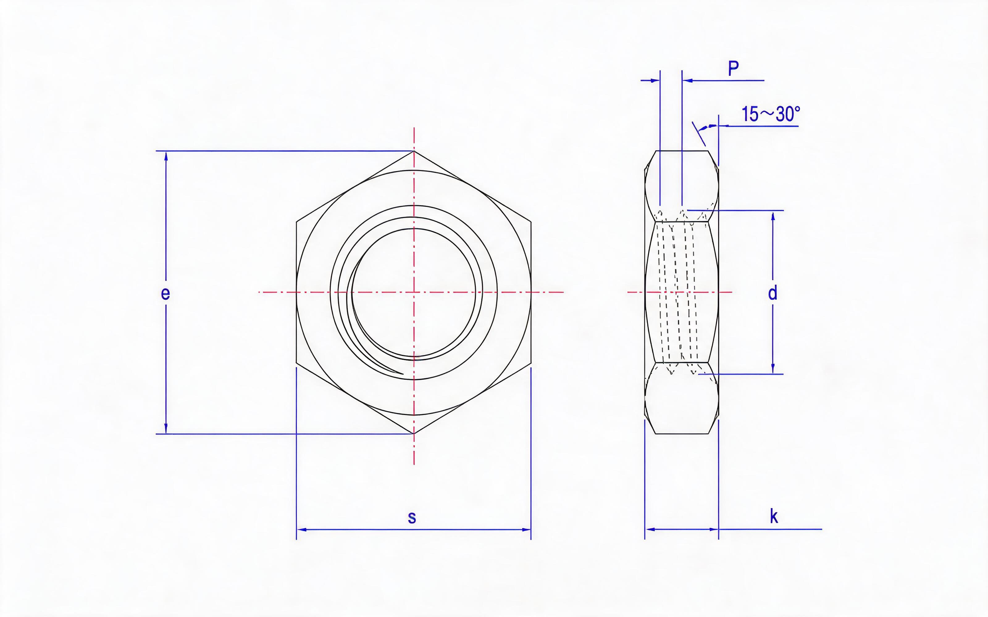 Hexagon thin nut Standard Drawing