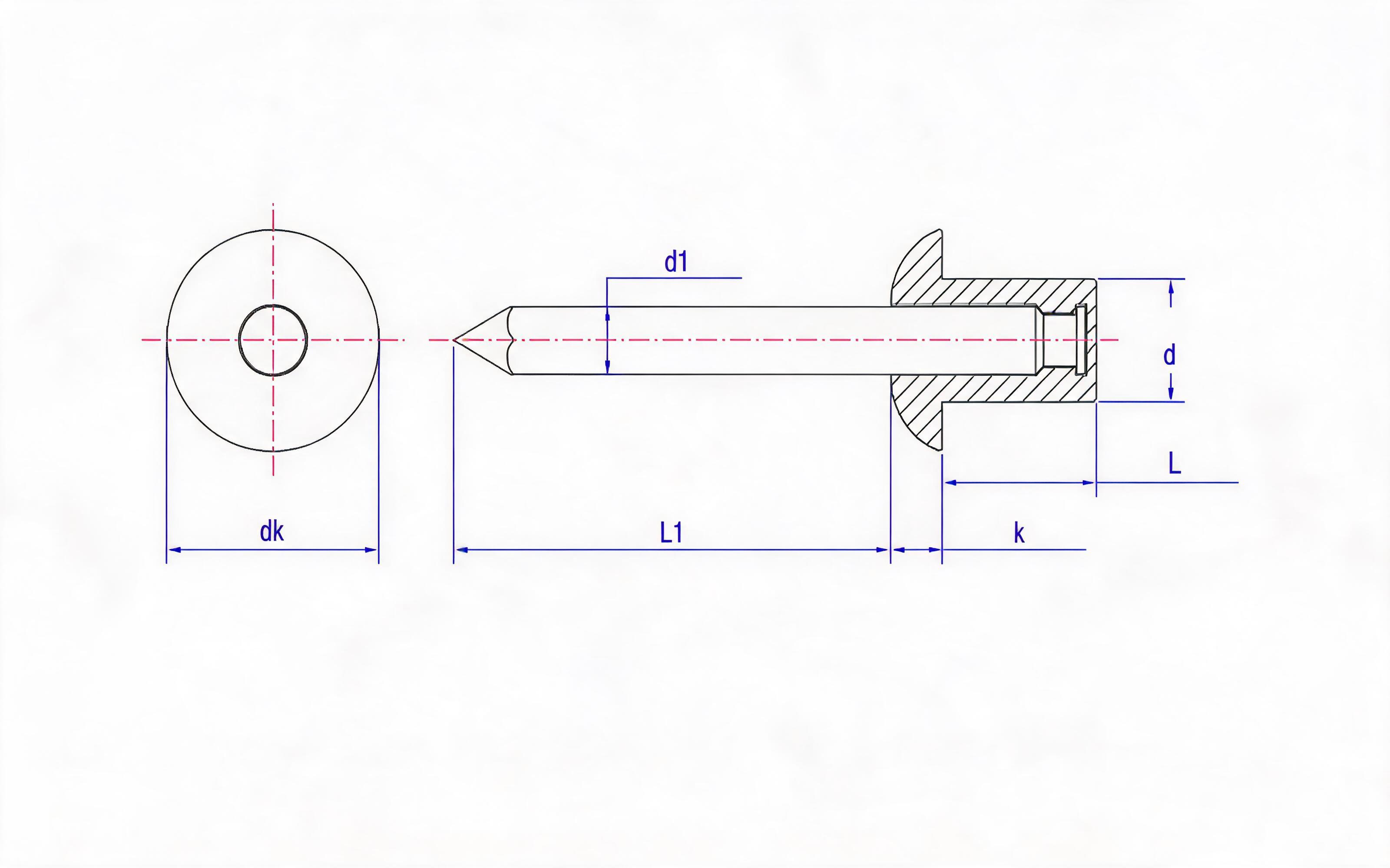 Blind round head pop rivet Standard Drawing