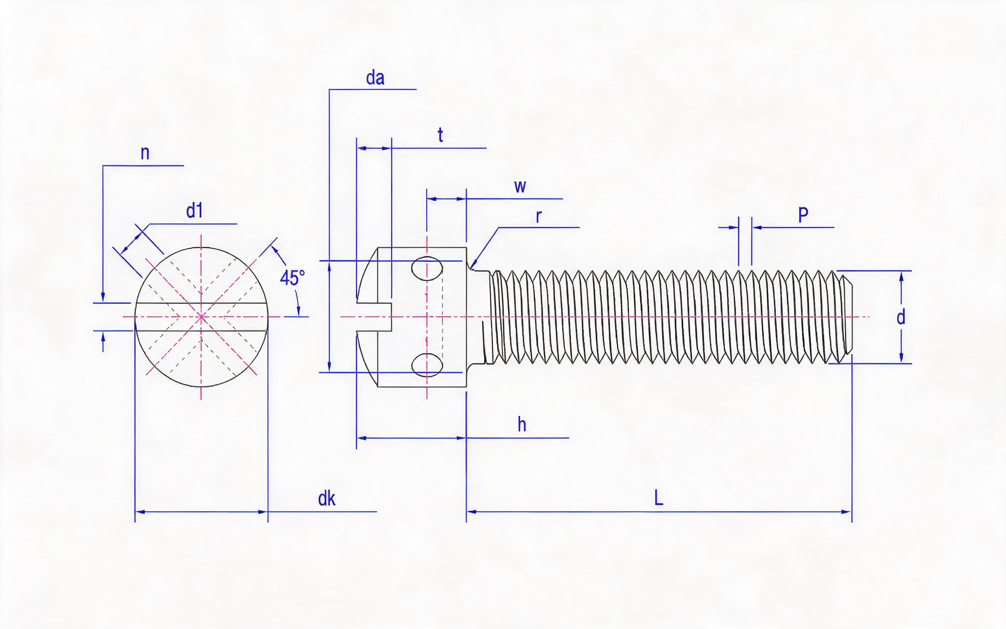 Slotted spherical cheese head screw with hole Standard Drawing