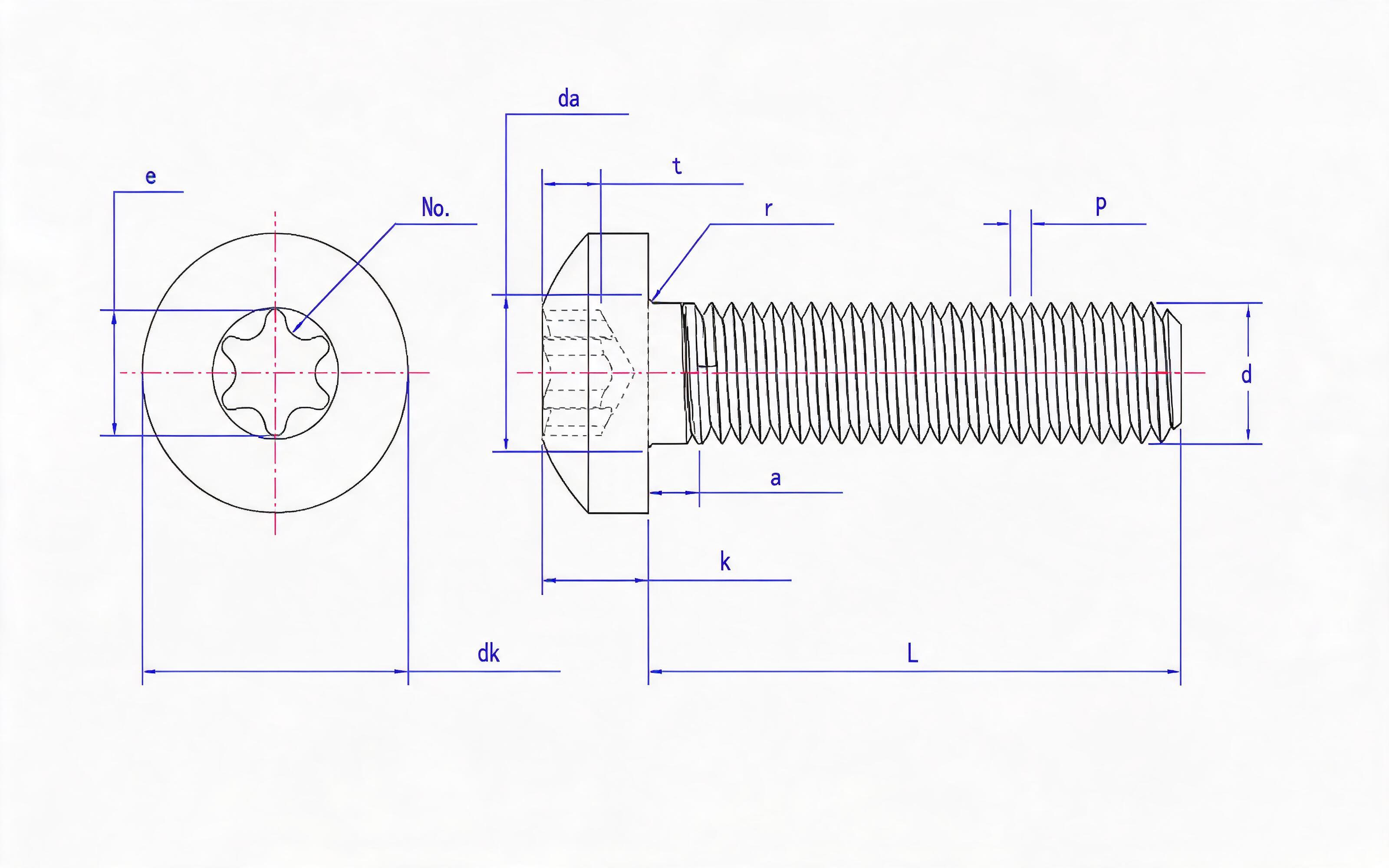 Torx panhead screw Standard Drawing