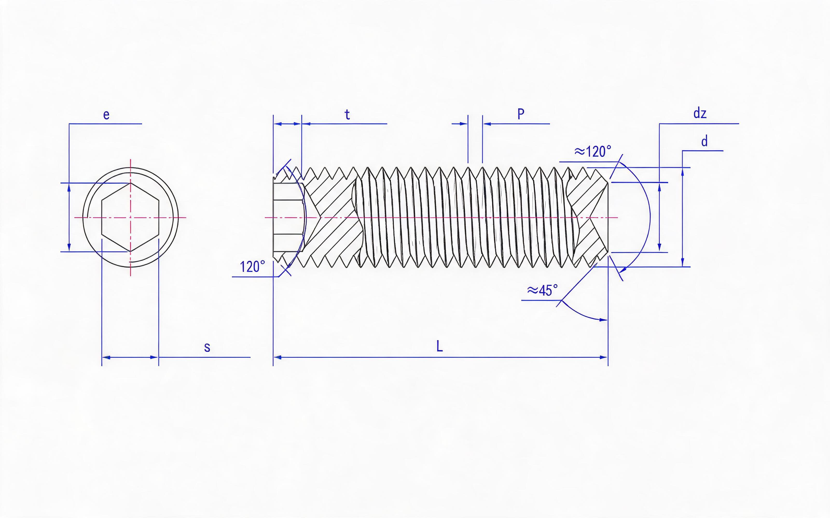 SOCKET HEAD RECESS POINT SET SCREW Standard Drawing