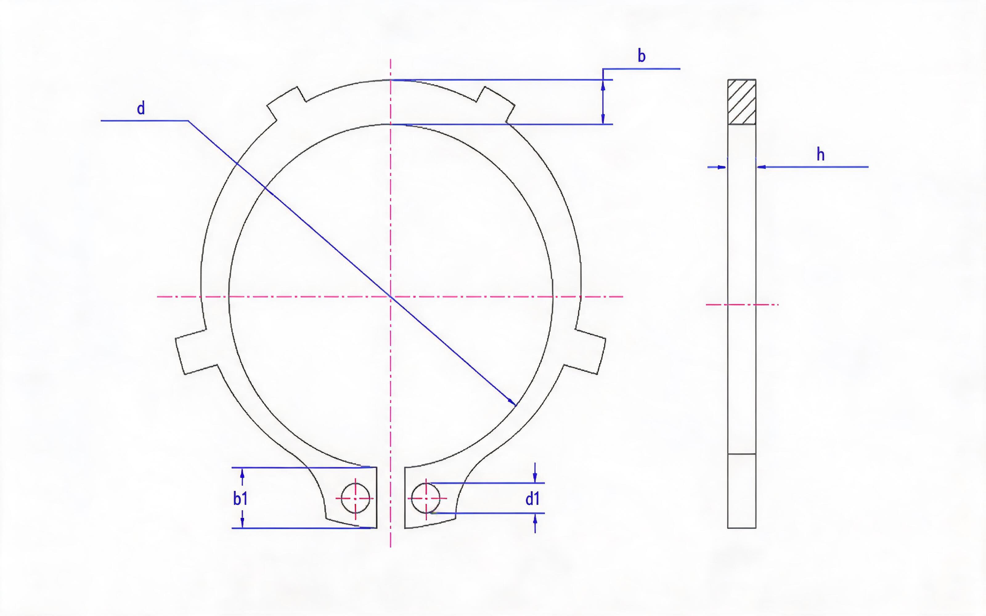 Retaining ring for toothed shaft (Figure 1) Standard Drawing