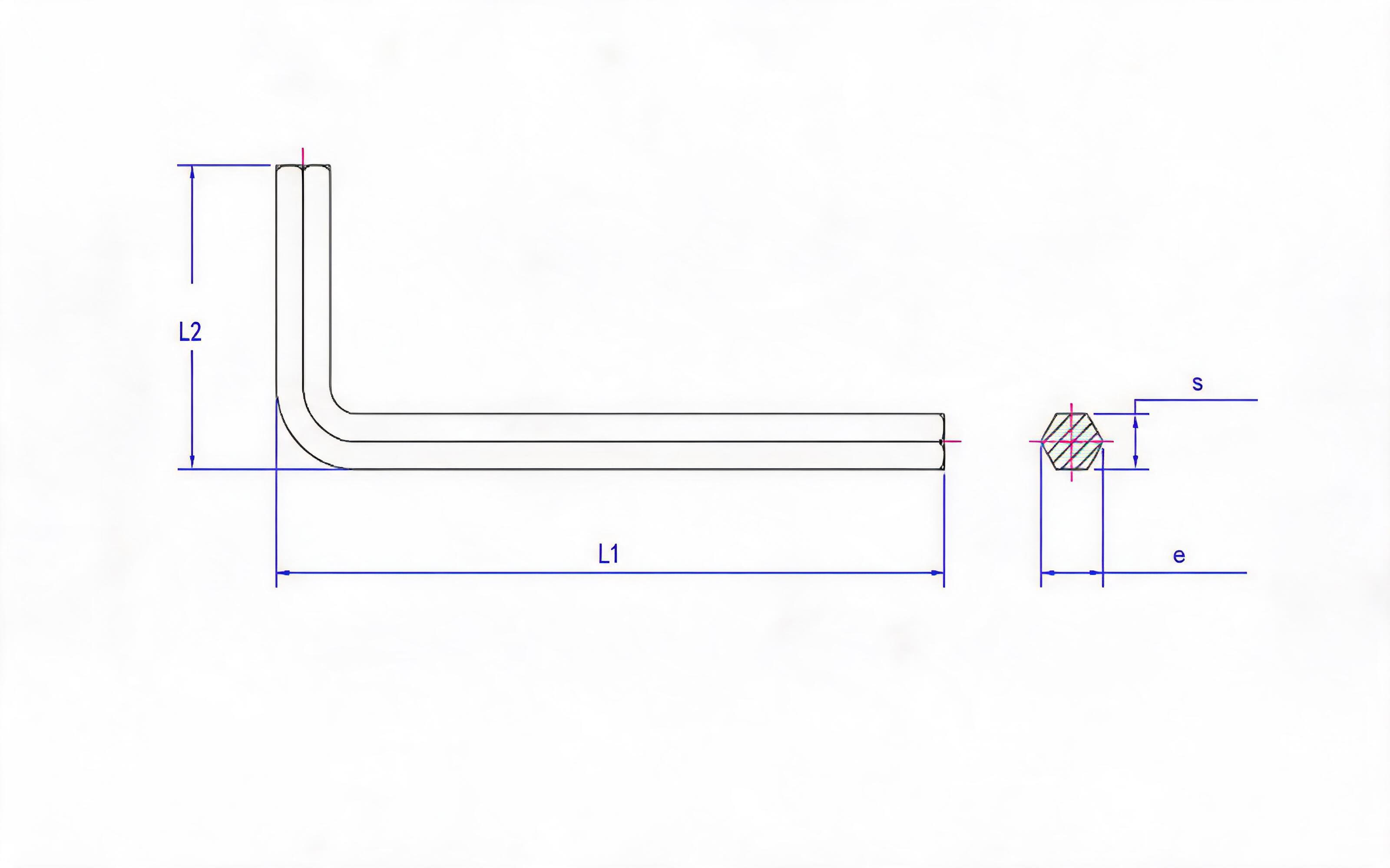Extended hexagon socket wrench Standard Drawing