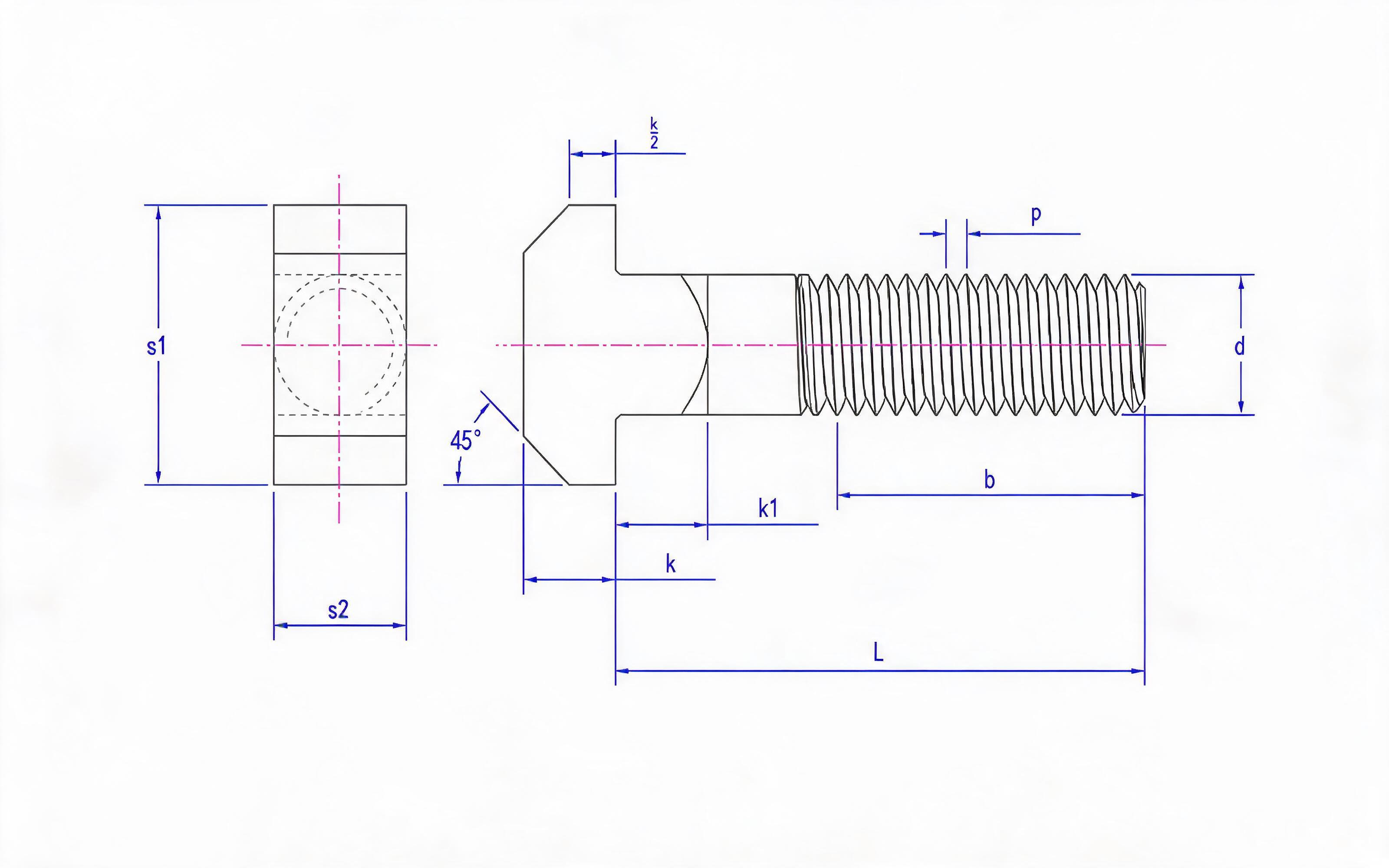Large head T-head bolt Standard Drawing