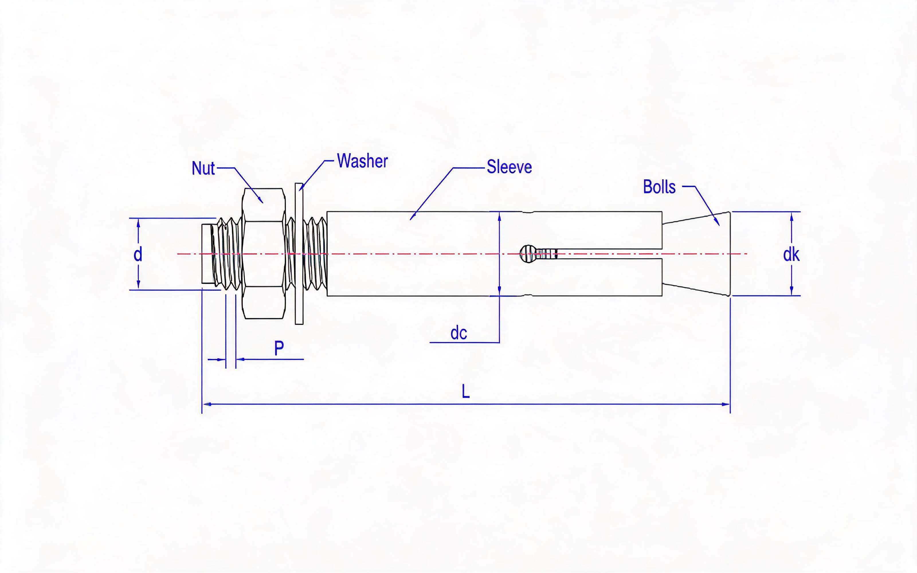 Casing reinforced expansion anchor bolt (TGQ type) Standard Drawing