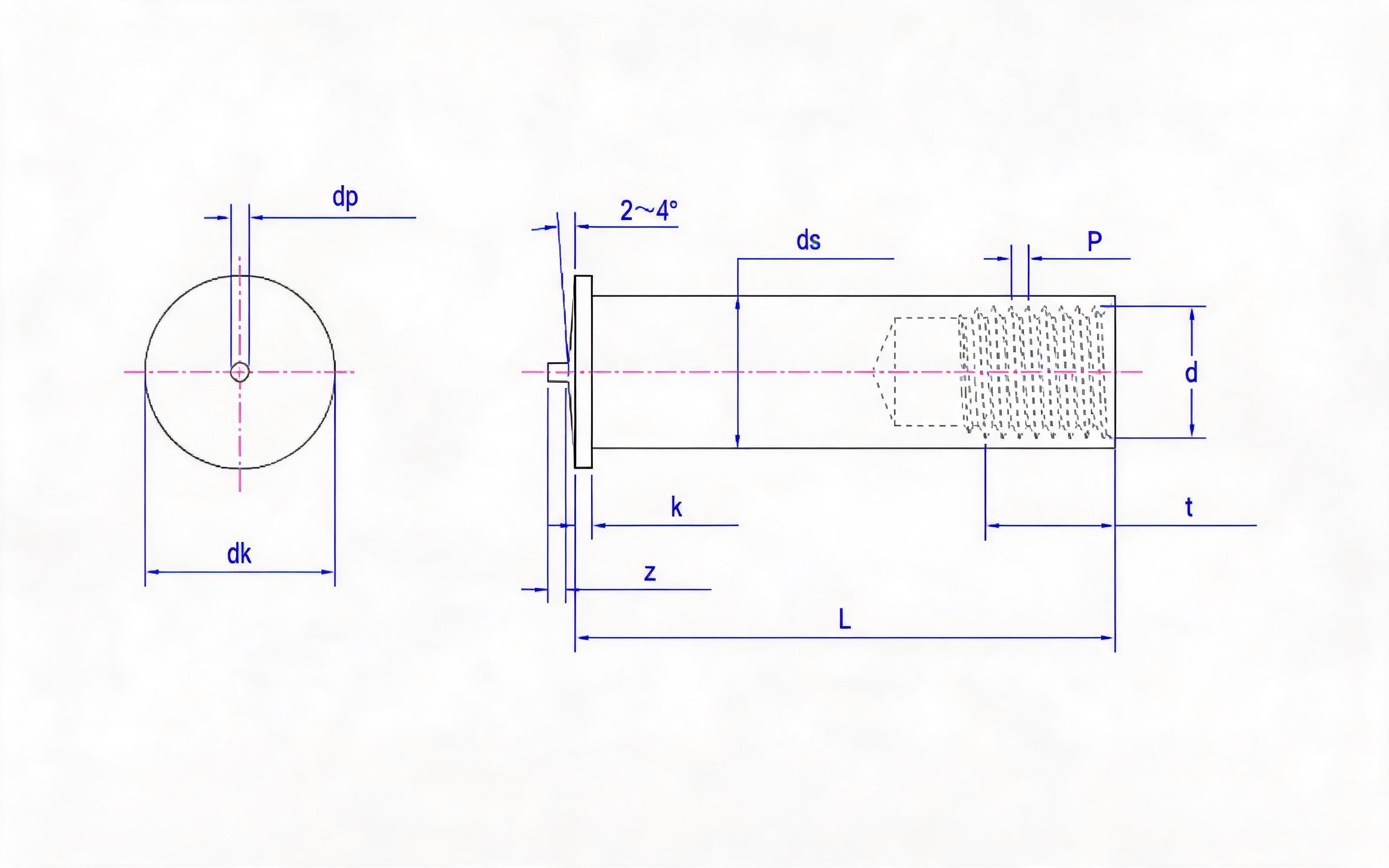 WELDED NUT FOR ARC STUD WELDING (IT TYPE INTERNAL THREADED STUD) Standard Drawing