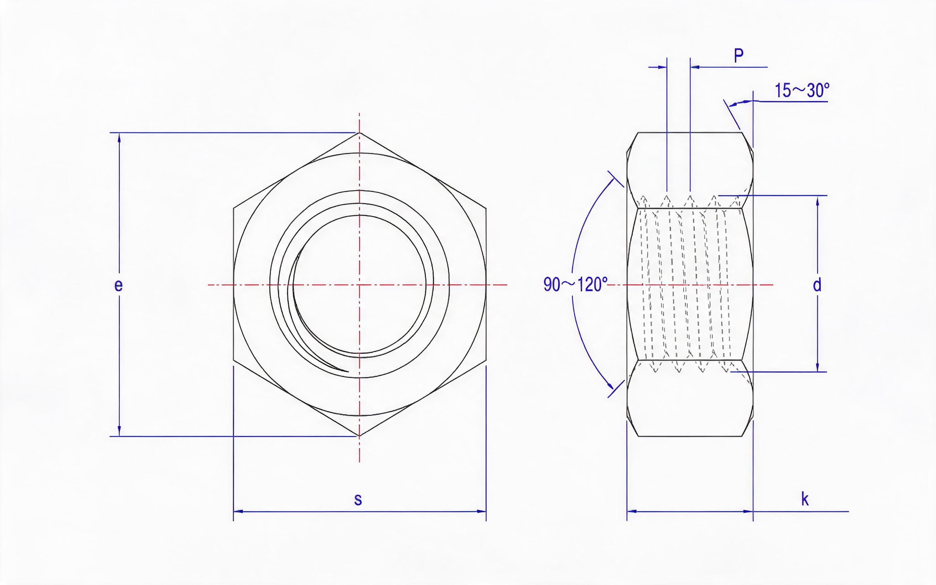 Hexagon nut Standard Drawing