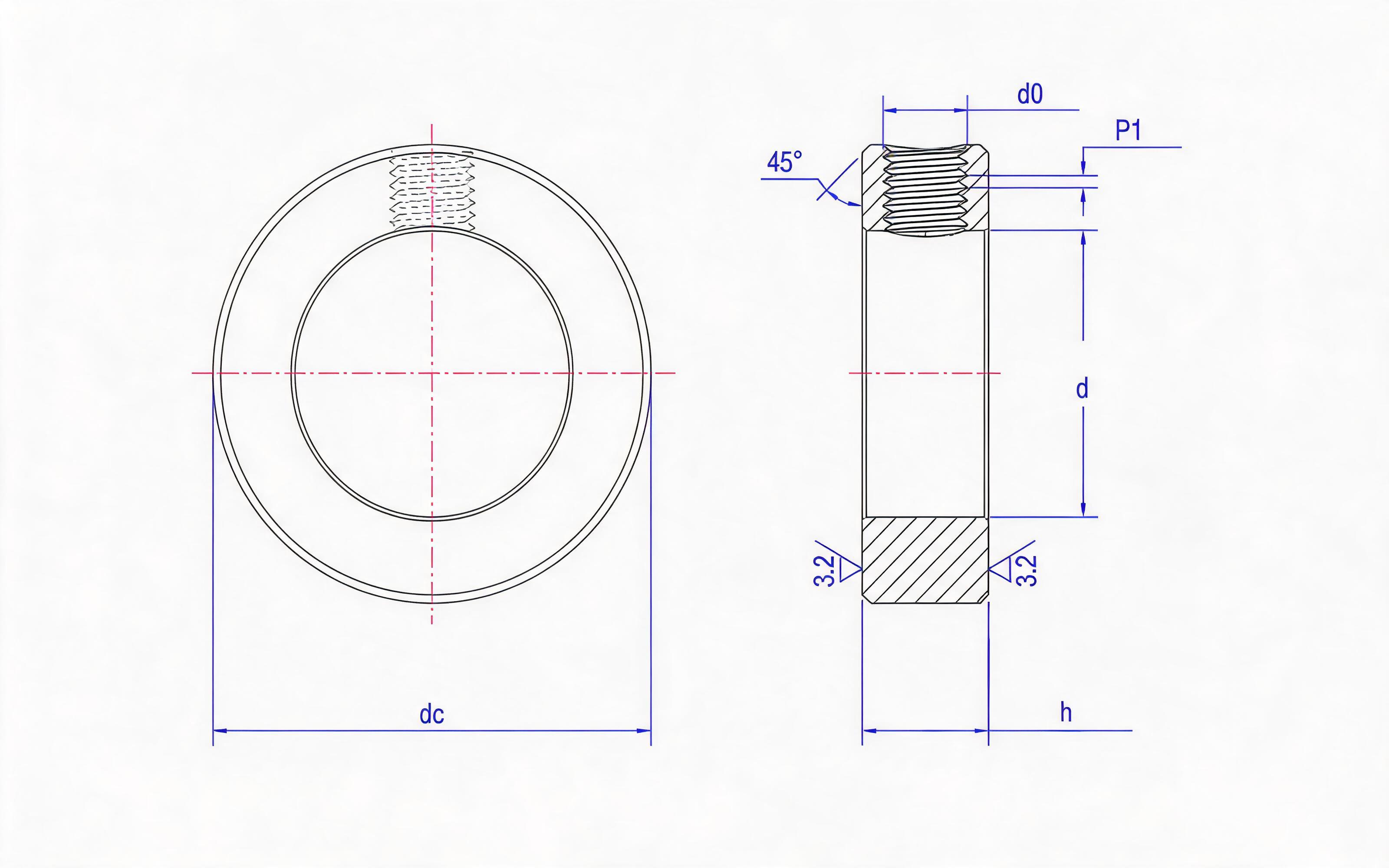 Screw lock retainer (d ≤ 30mm) Standard Drawing