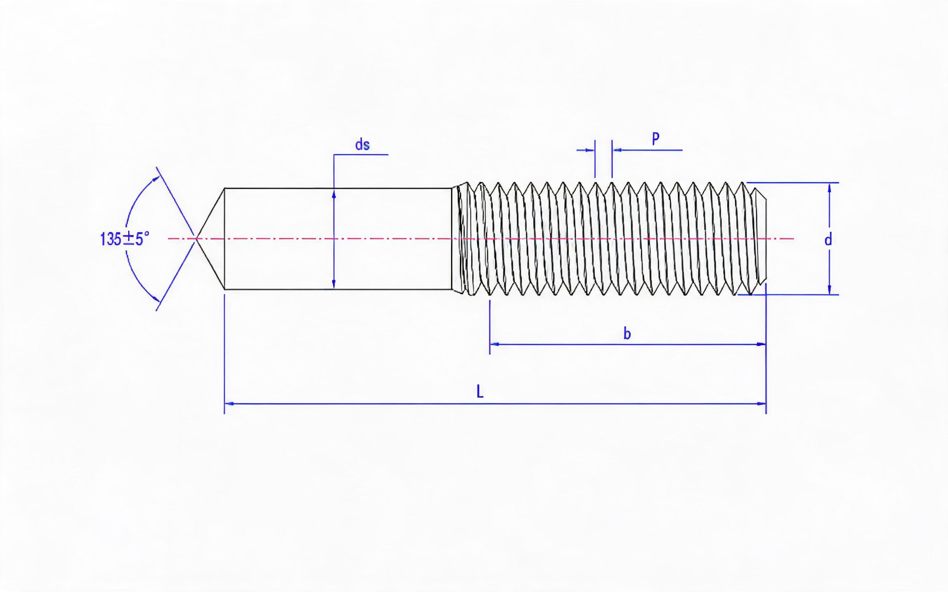 Welding Studs and Ceramic Ferrules for Arc Stud Welding (PD Threaded Studs) Standard Drawing