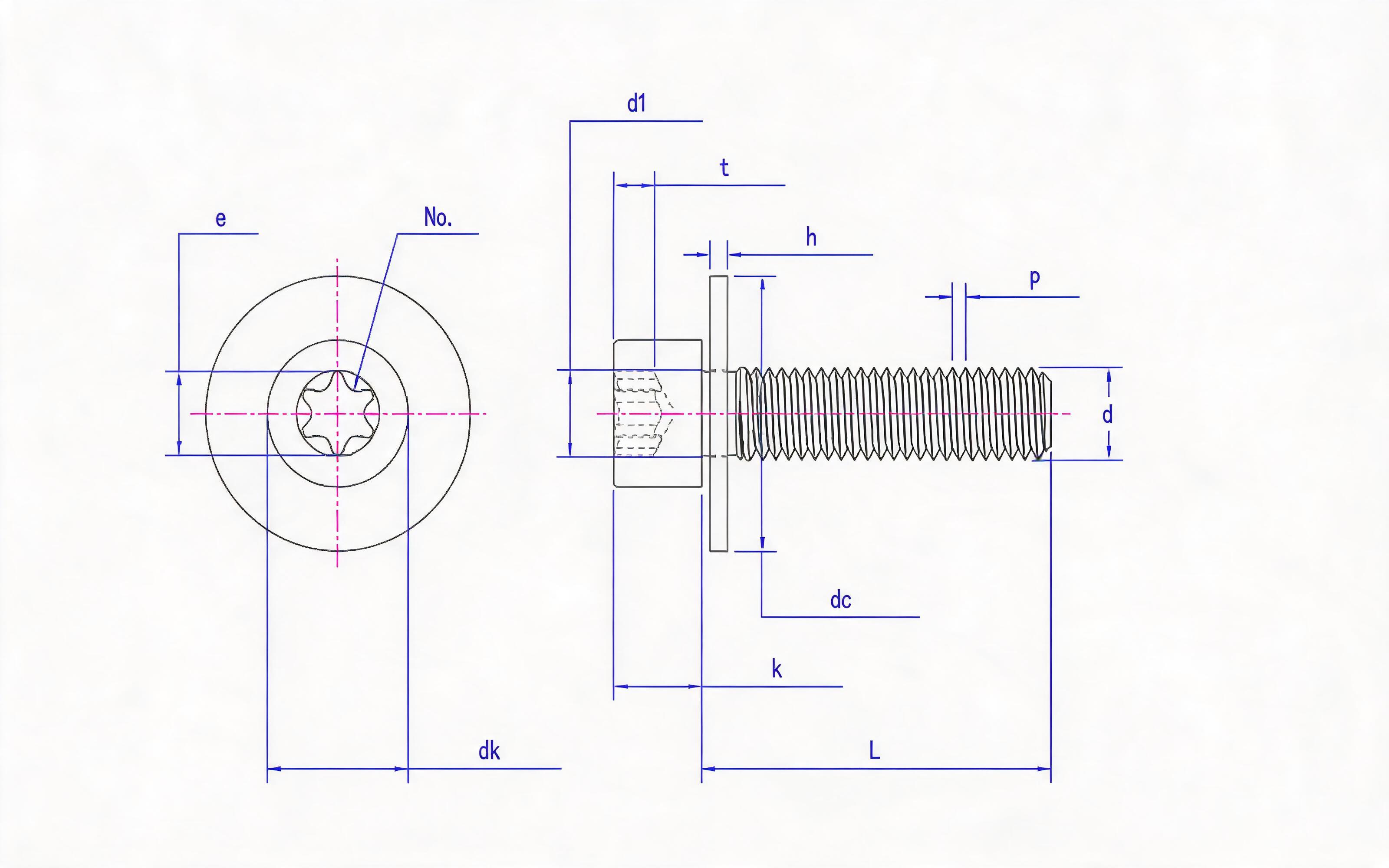 Combination of hexagon socket cheese head screw and large flat washer Standard Drawing