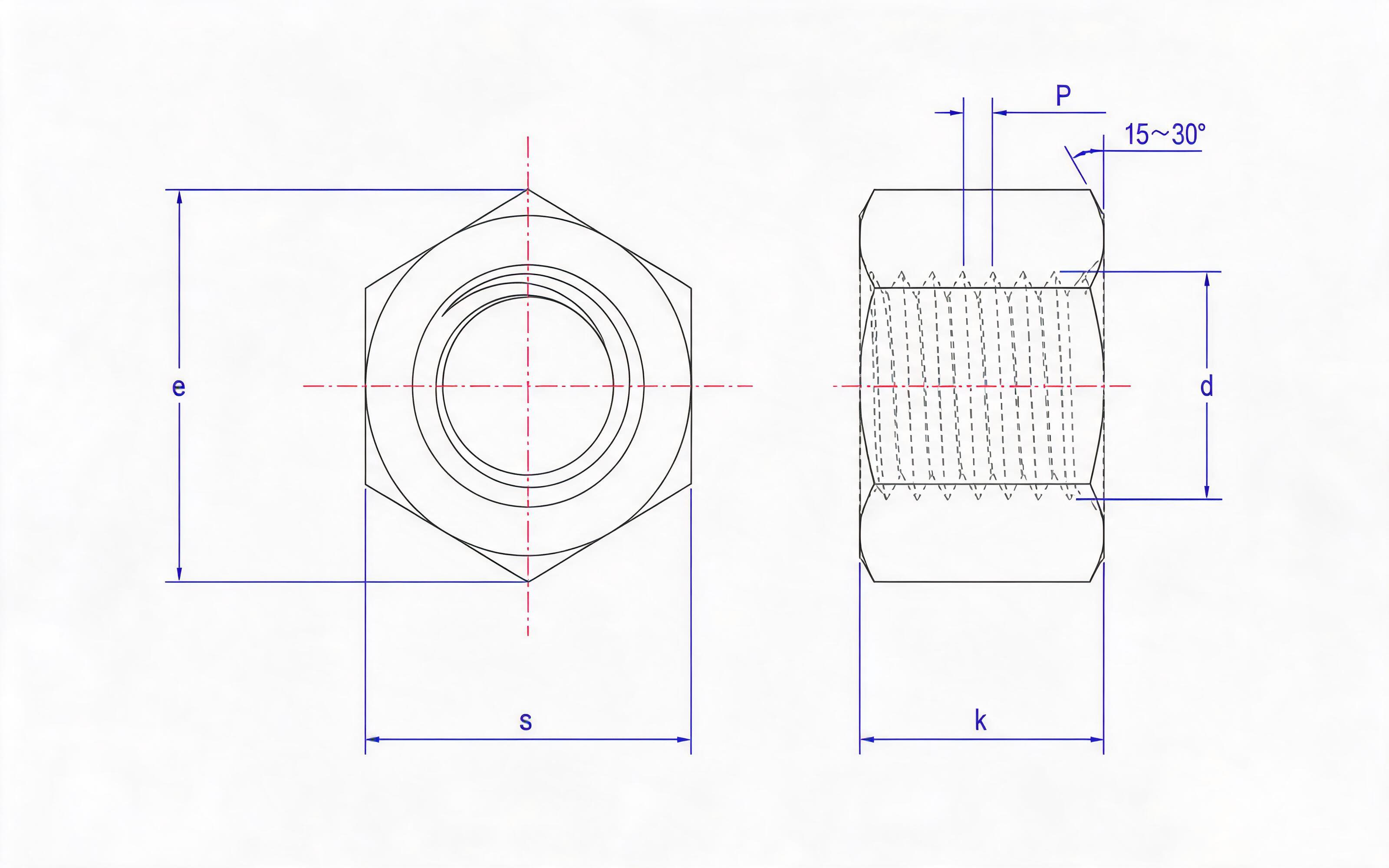 Hexagon thick nut Standard Drawing