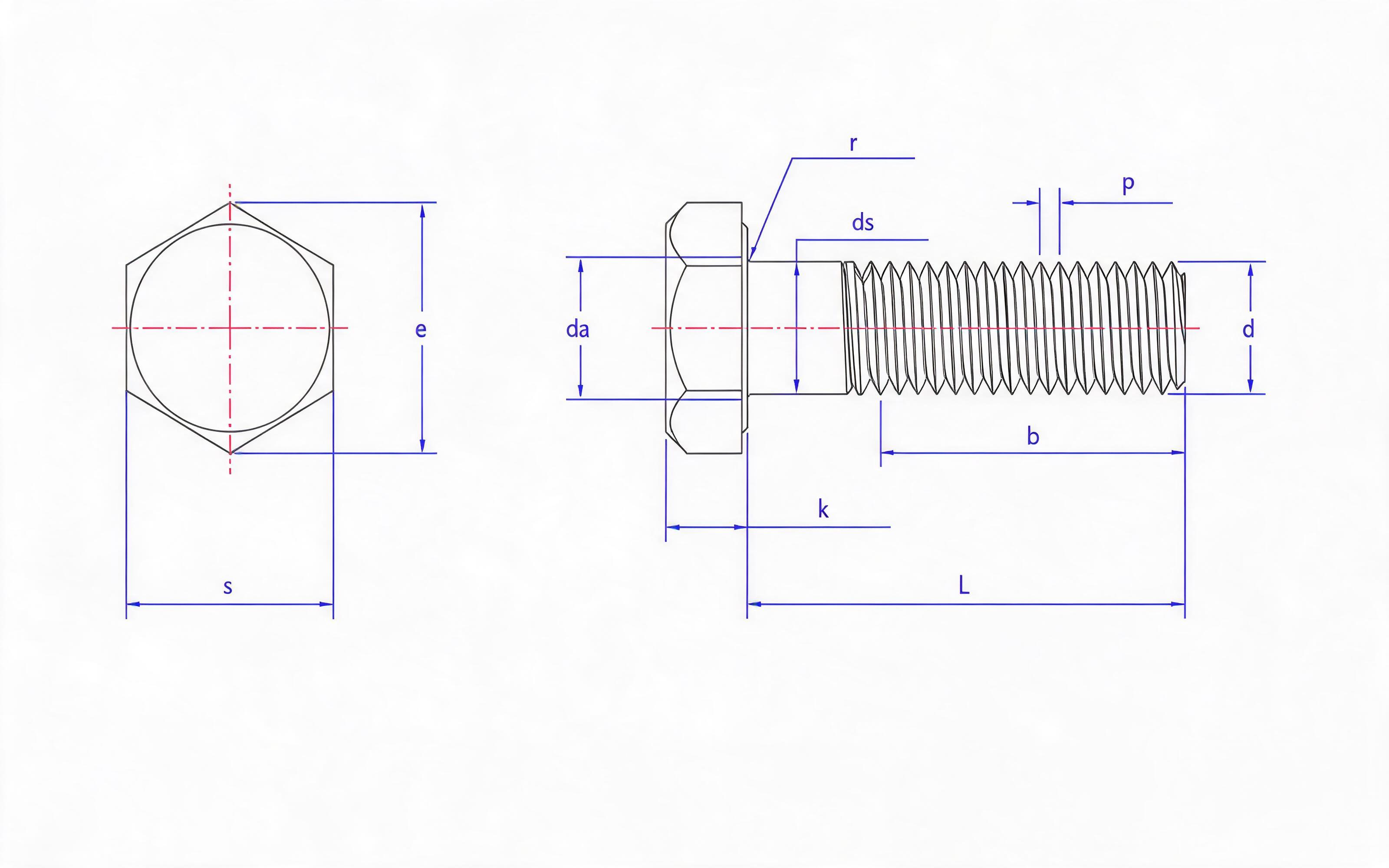 Hexagon Bolts for Bolting of High Strength Steel Structures Grade 8.8 and 10.9 Standard Drawing