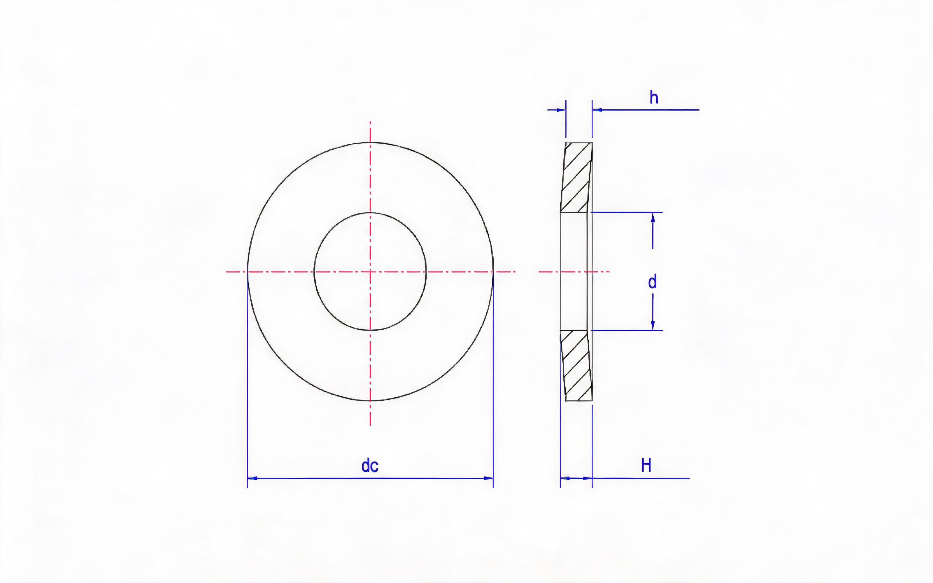 Belleville spring washer (h>6mm, d H13) Table A.3 Standard Drawing