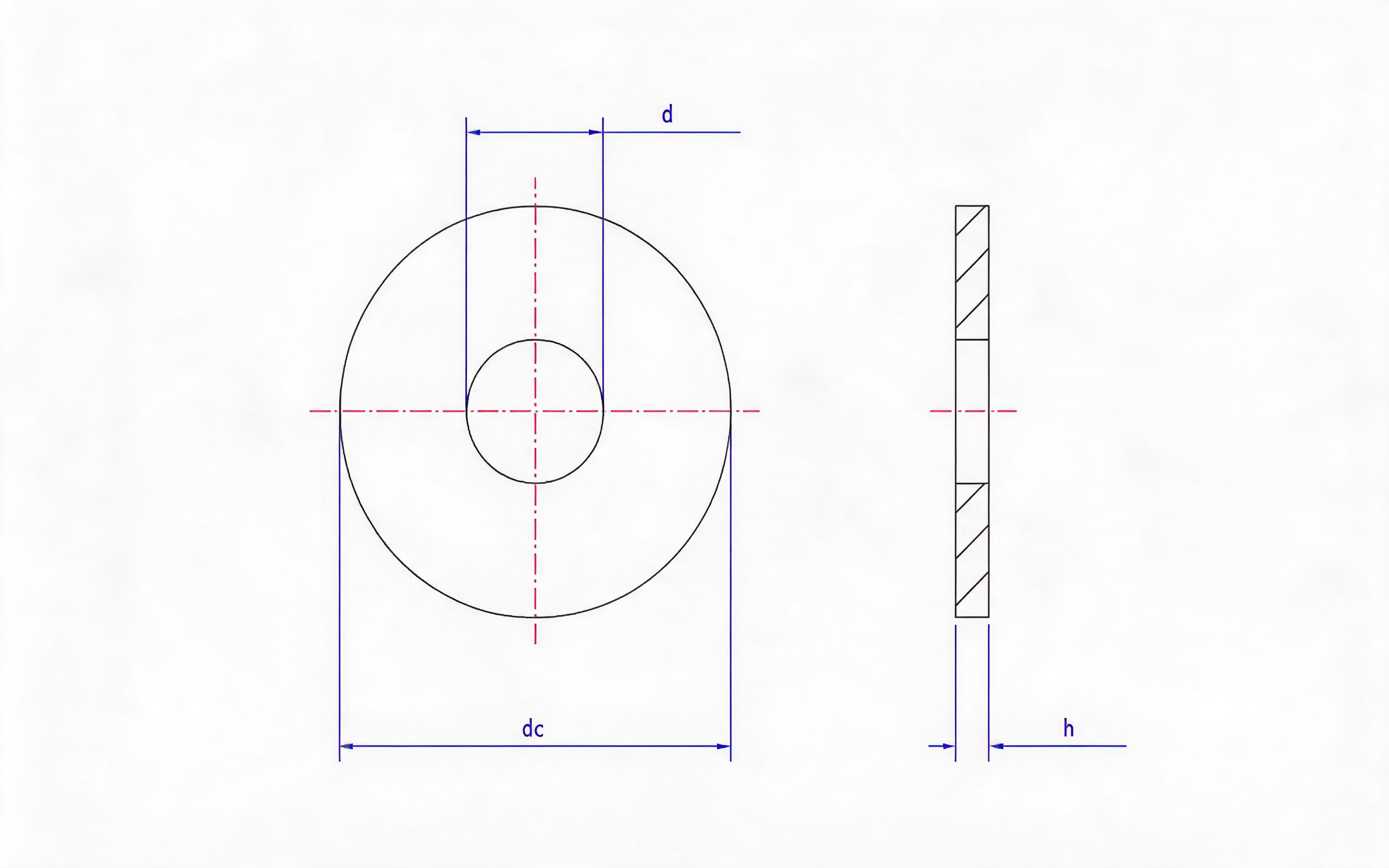Large flat washer Standard Drawing