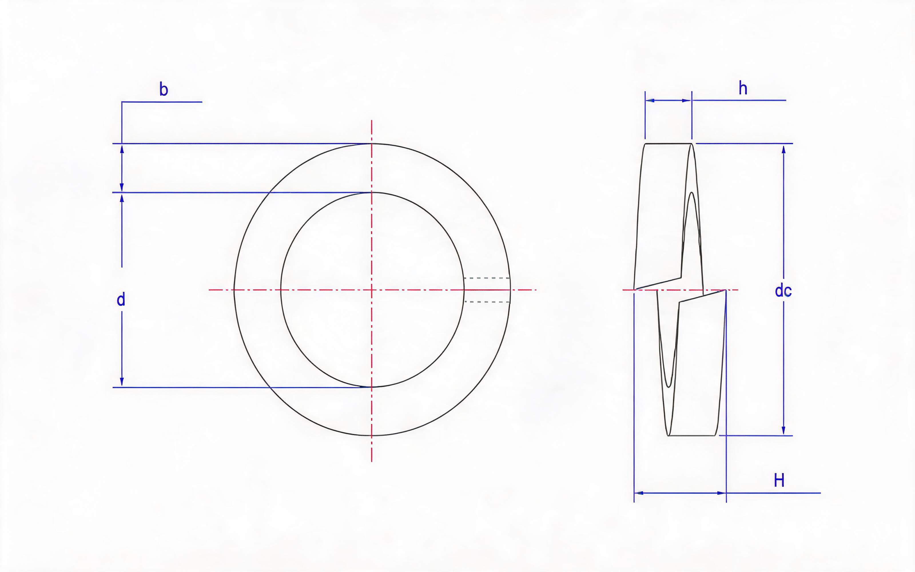 Spring washers for cheese head bolts Standard Drawing