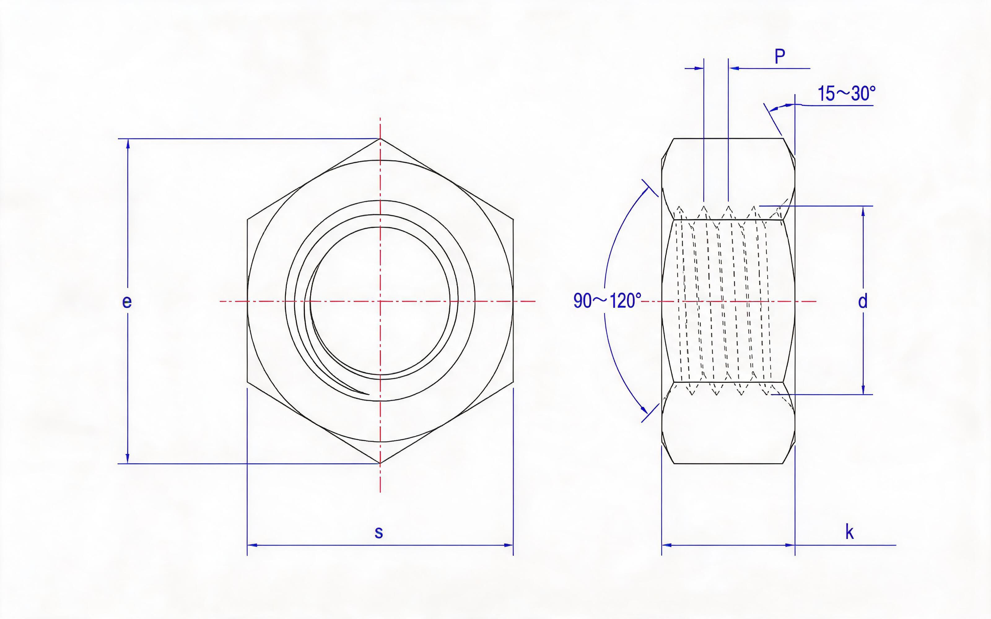 HEXAGON FINE THREAD NUT TYPE 1 GRADES 6 AND 8 Standard Drawing