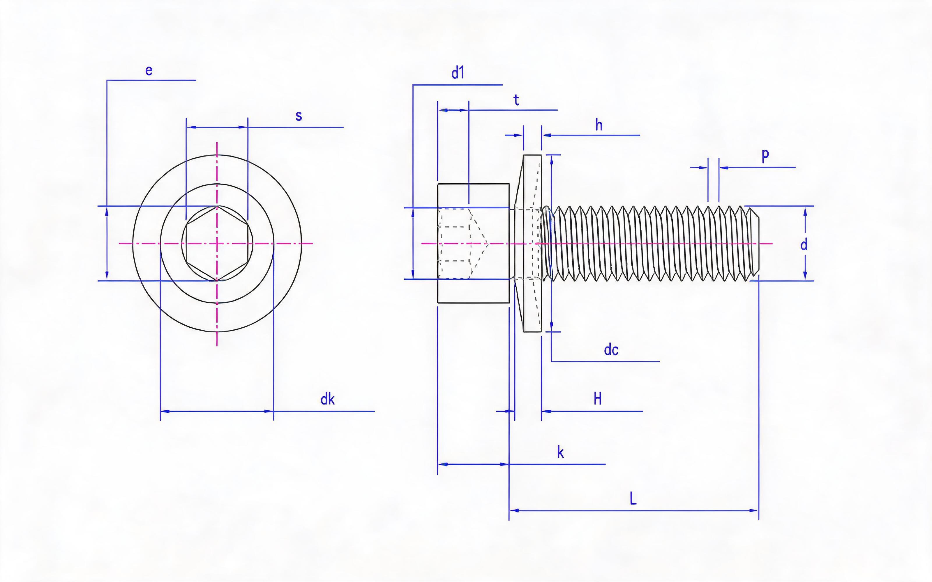 Hexagon socket head cap screw and conical elastic washer combination Standard Drawing