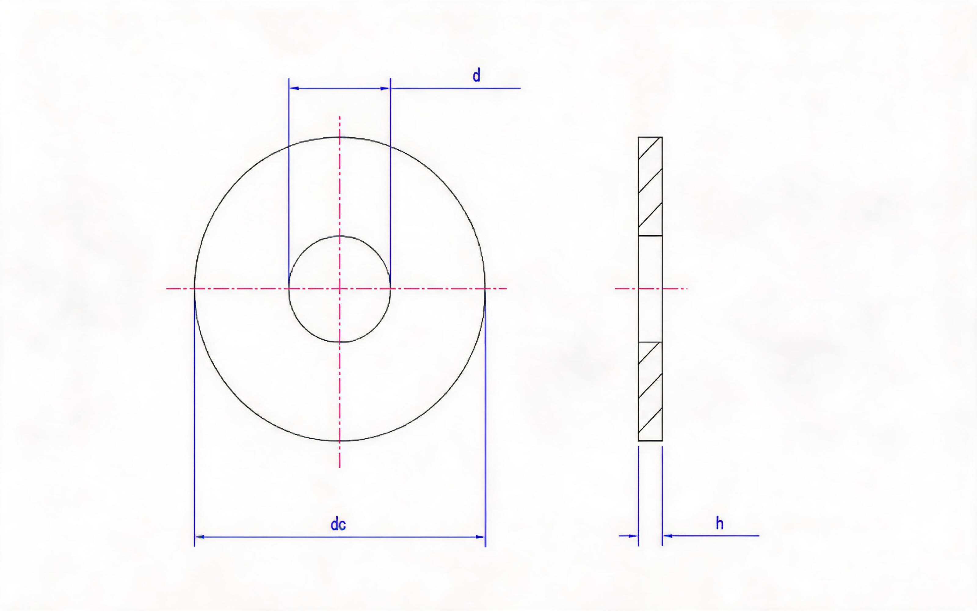 Large flat washer Standard Drawing