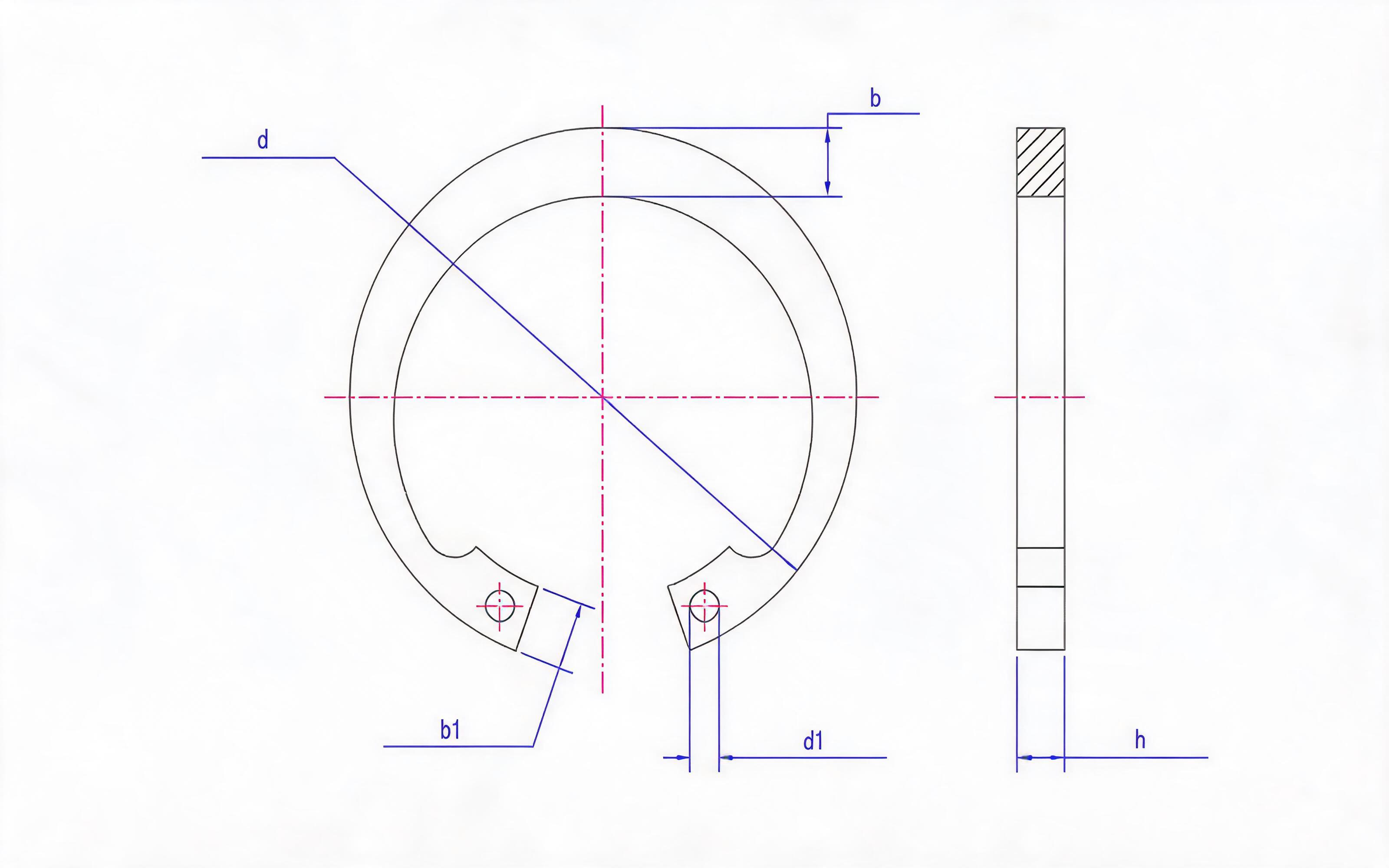 Clamp spring for ordinary hole (Fig. 1, d ≥ 25mm) Standard Drawing
