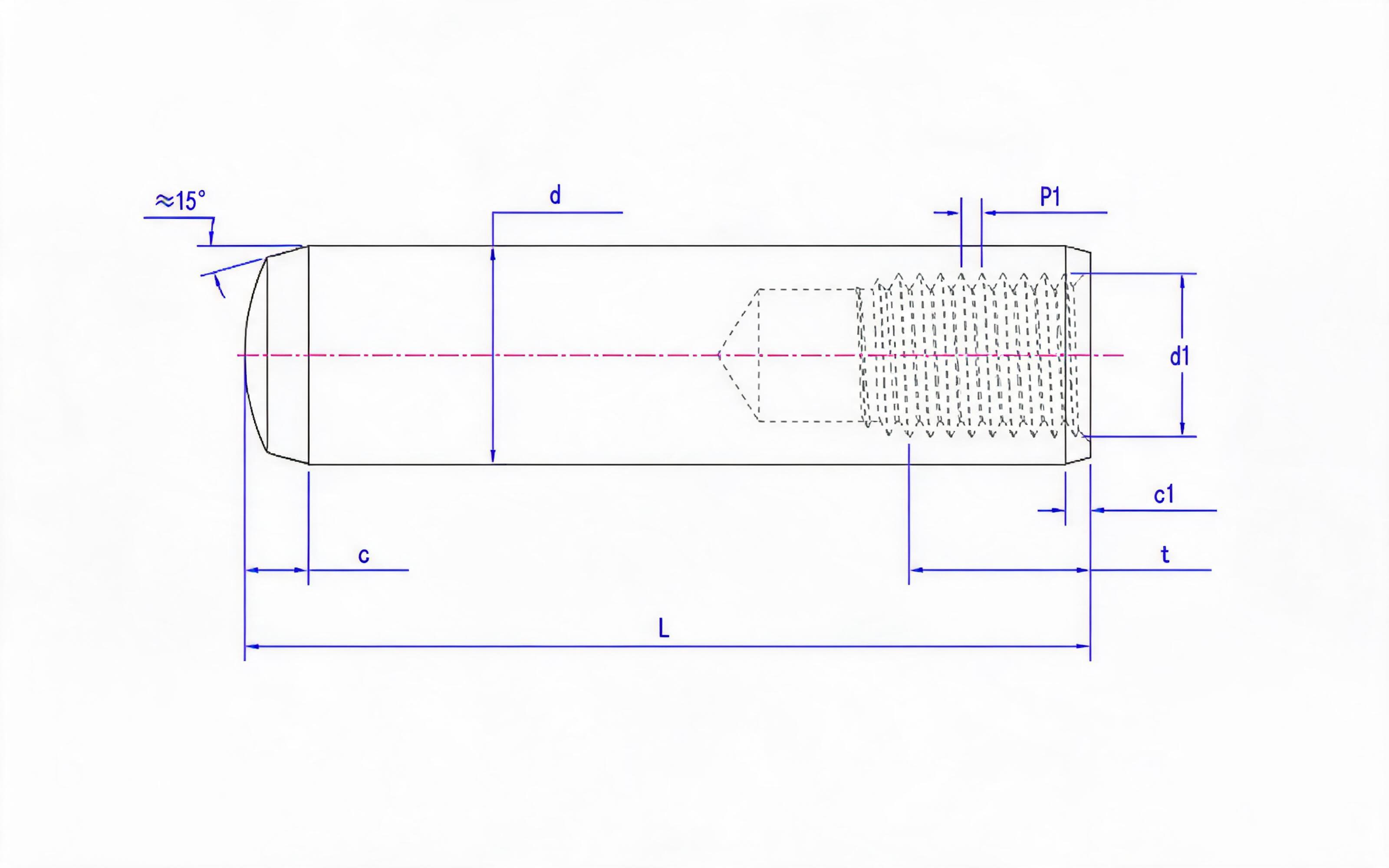 Female cylindrical pin (Type A) Standard Drawing