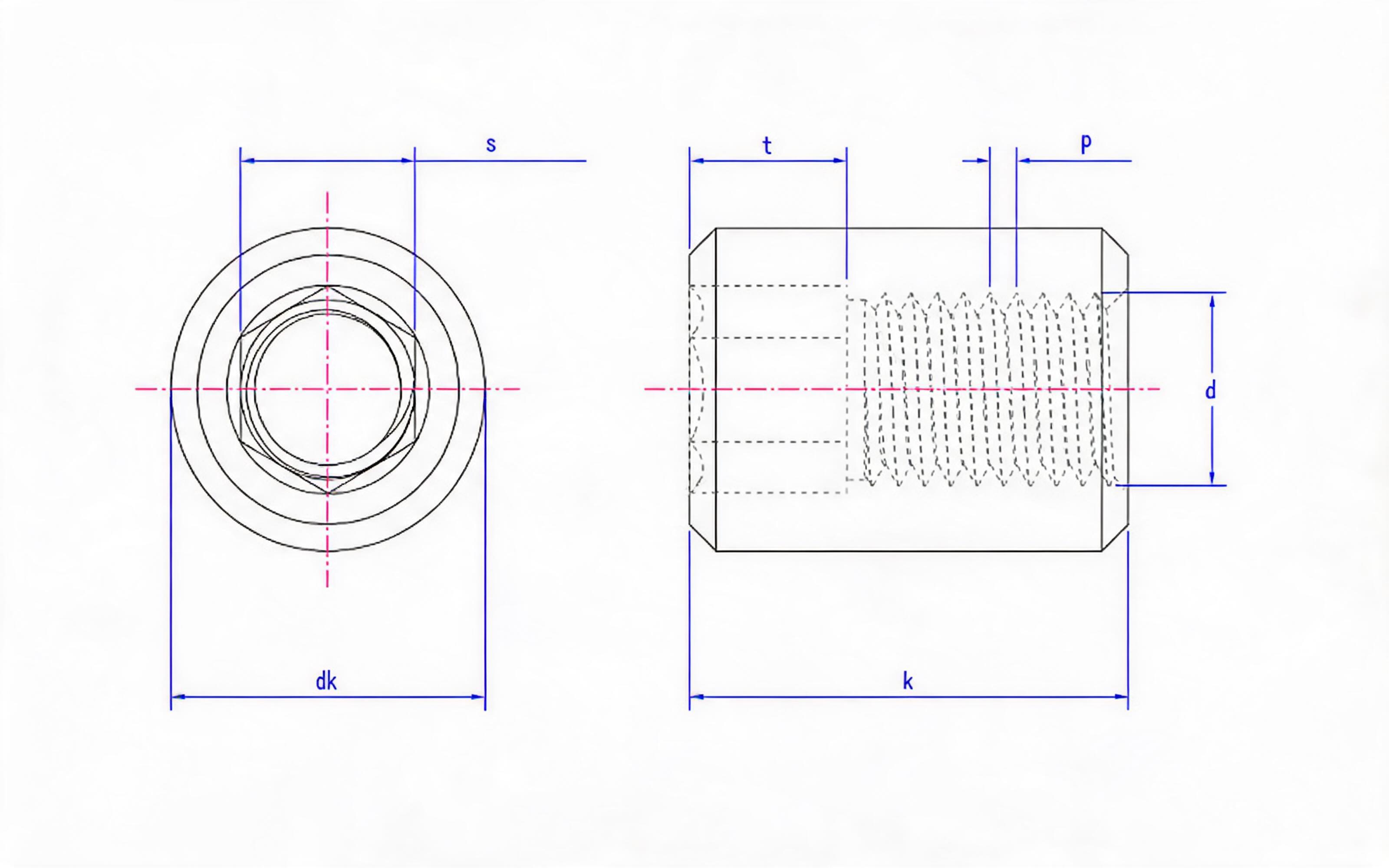Hexagon socket nut Standard Drawing