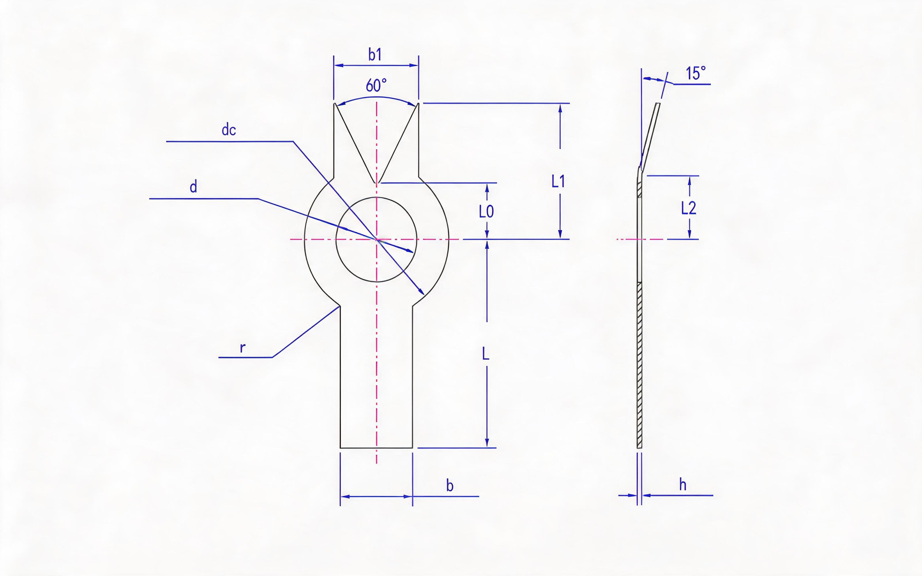 ANGULAR SINGLE LUG STOP WASHER Standard Drawing