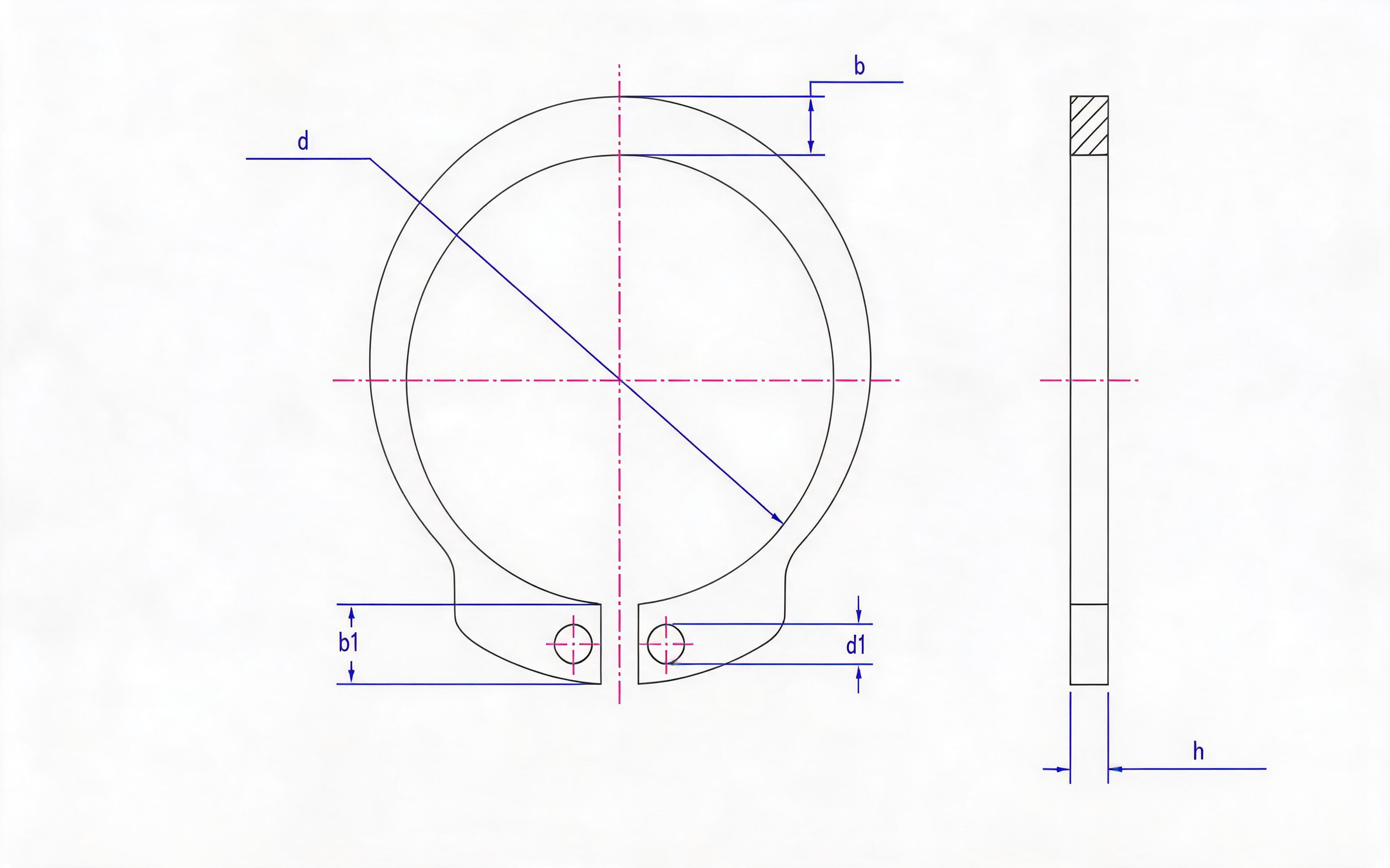 Retaining ring for ordinary shaft (Fig. a, d ≥ 170mm) Standard Drawing
