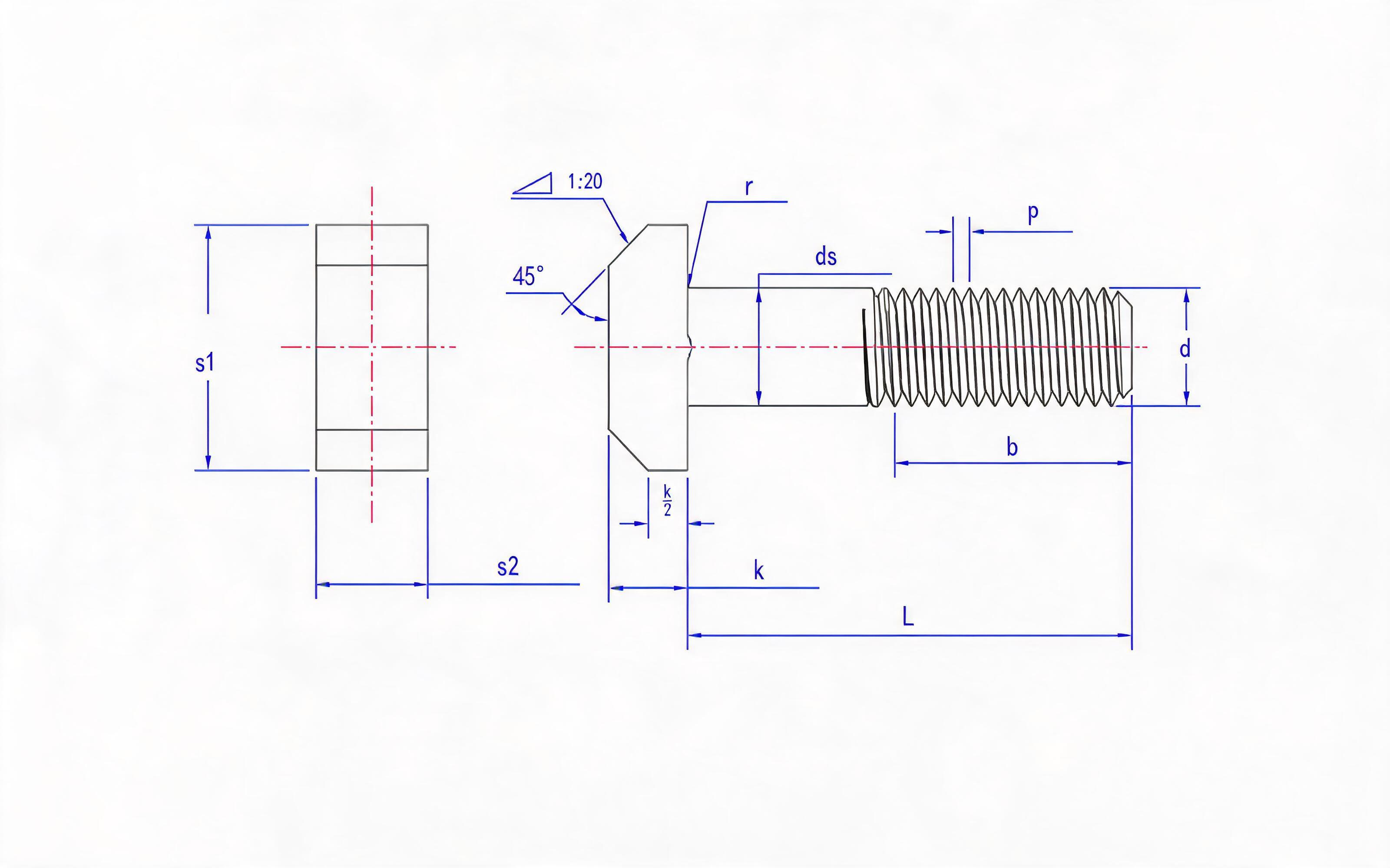 T-shaped bolt Standard Drawing