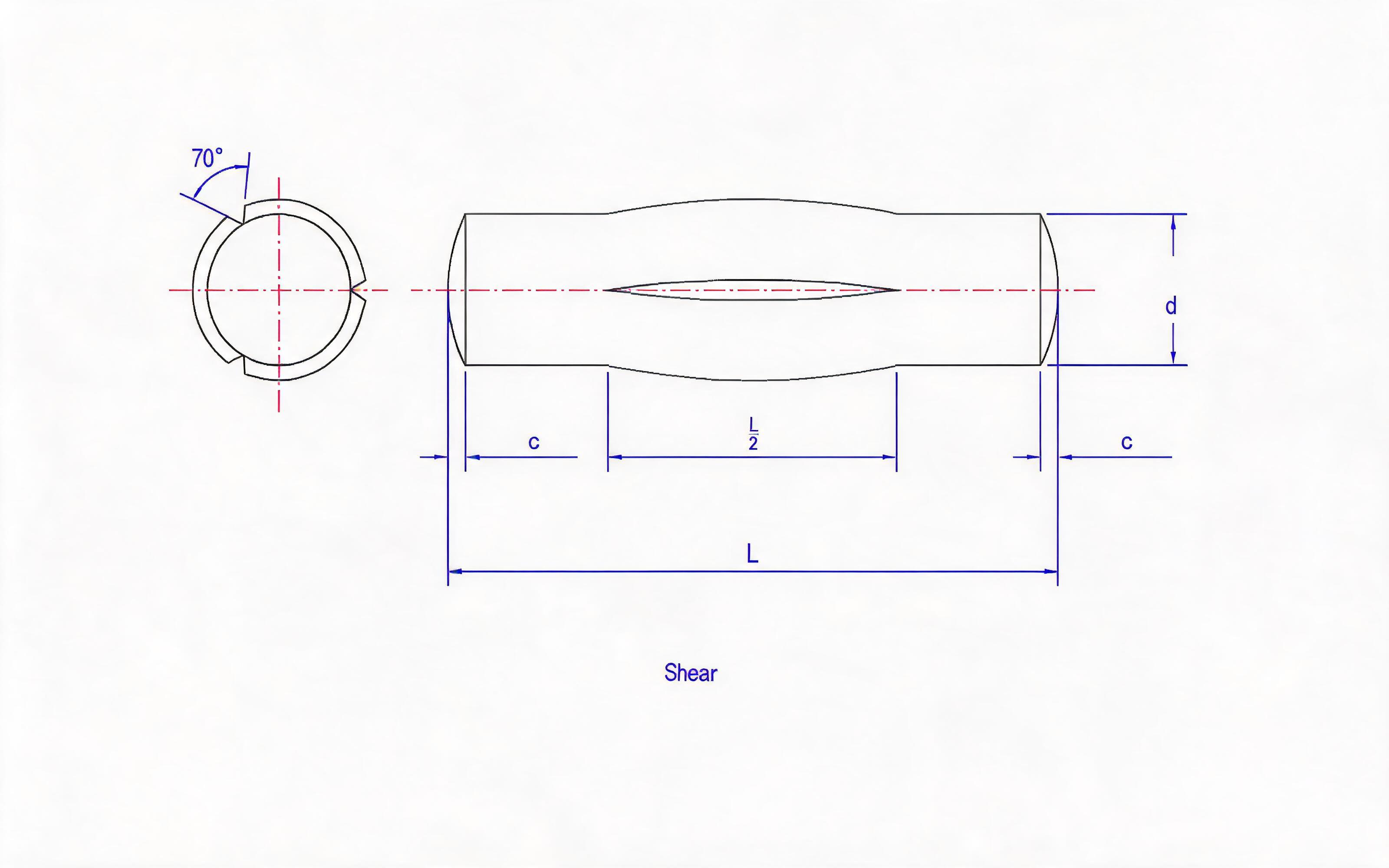 SLOTTED PIN WITH 1_2 FULL LENGTH PARALLEL GROOVE AT MID Standard Drawing