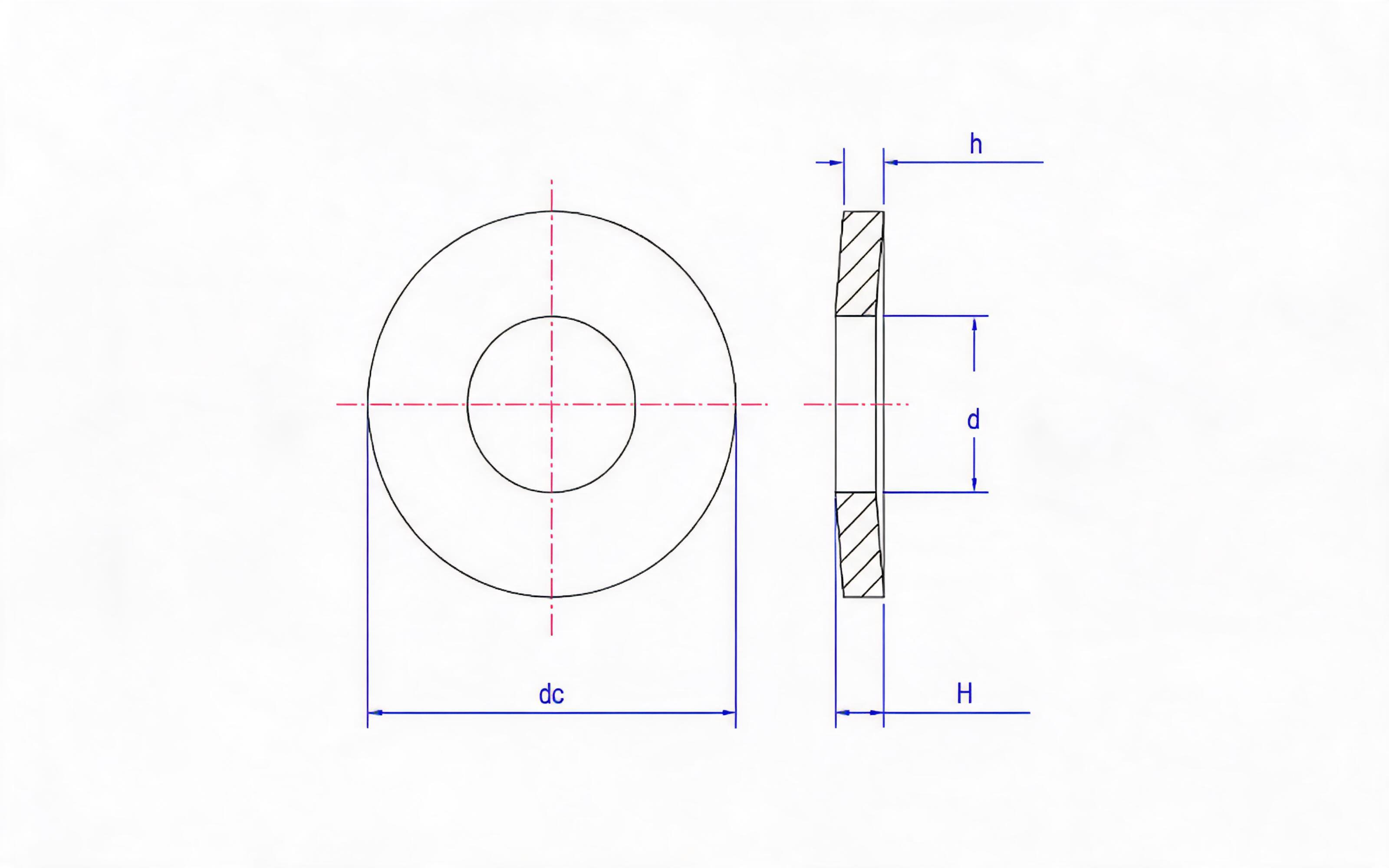 Belleville spring washer (h>6mm, d H12) Table 3 Standard Drawing