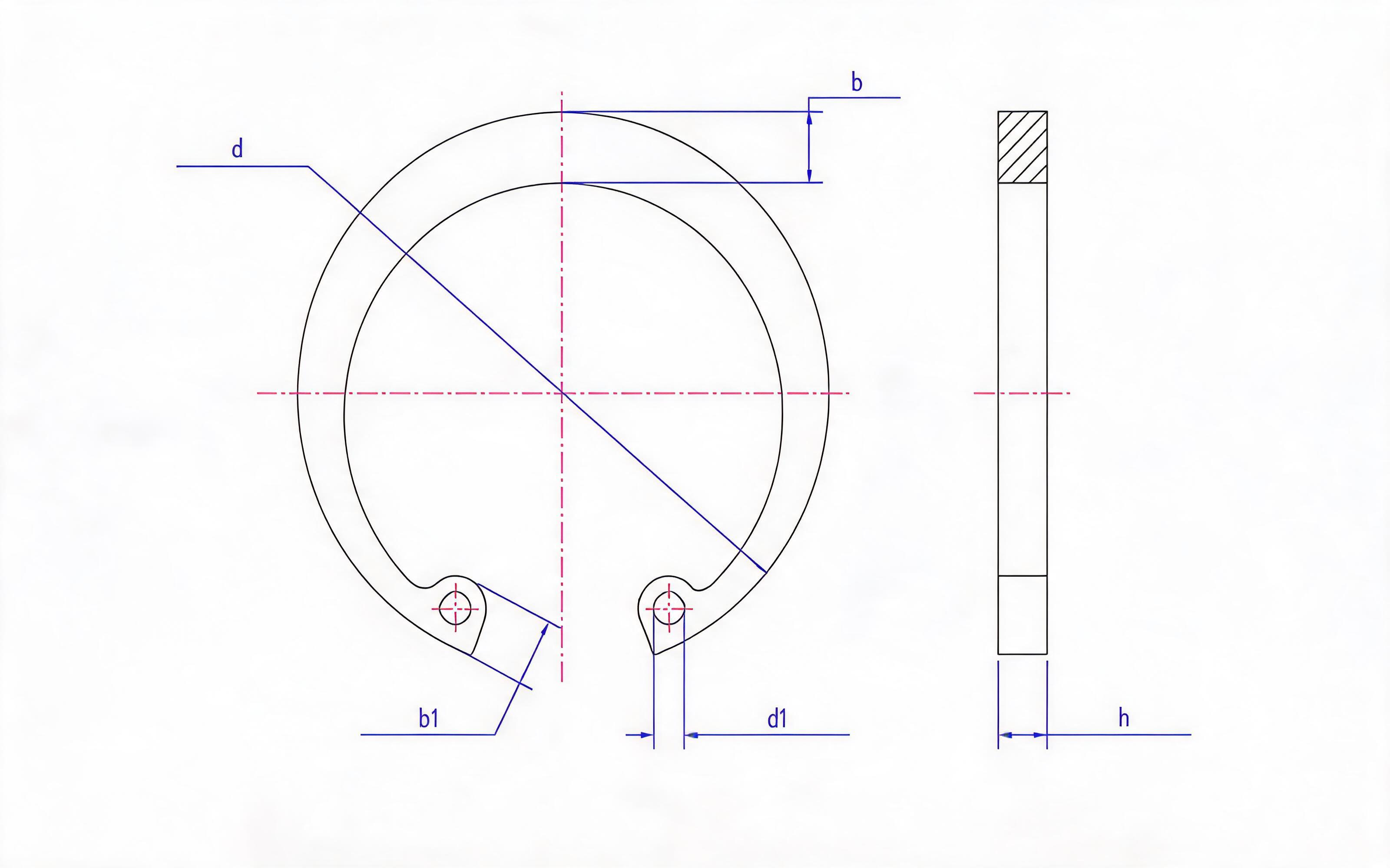 Clamp spring for ordinary hole (Fig. 1, d ≤ 300mm) Standard Drawing