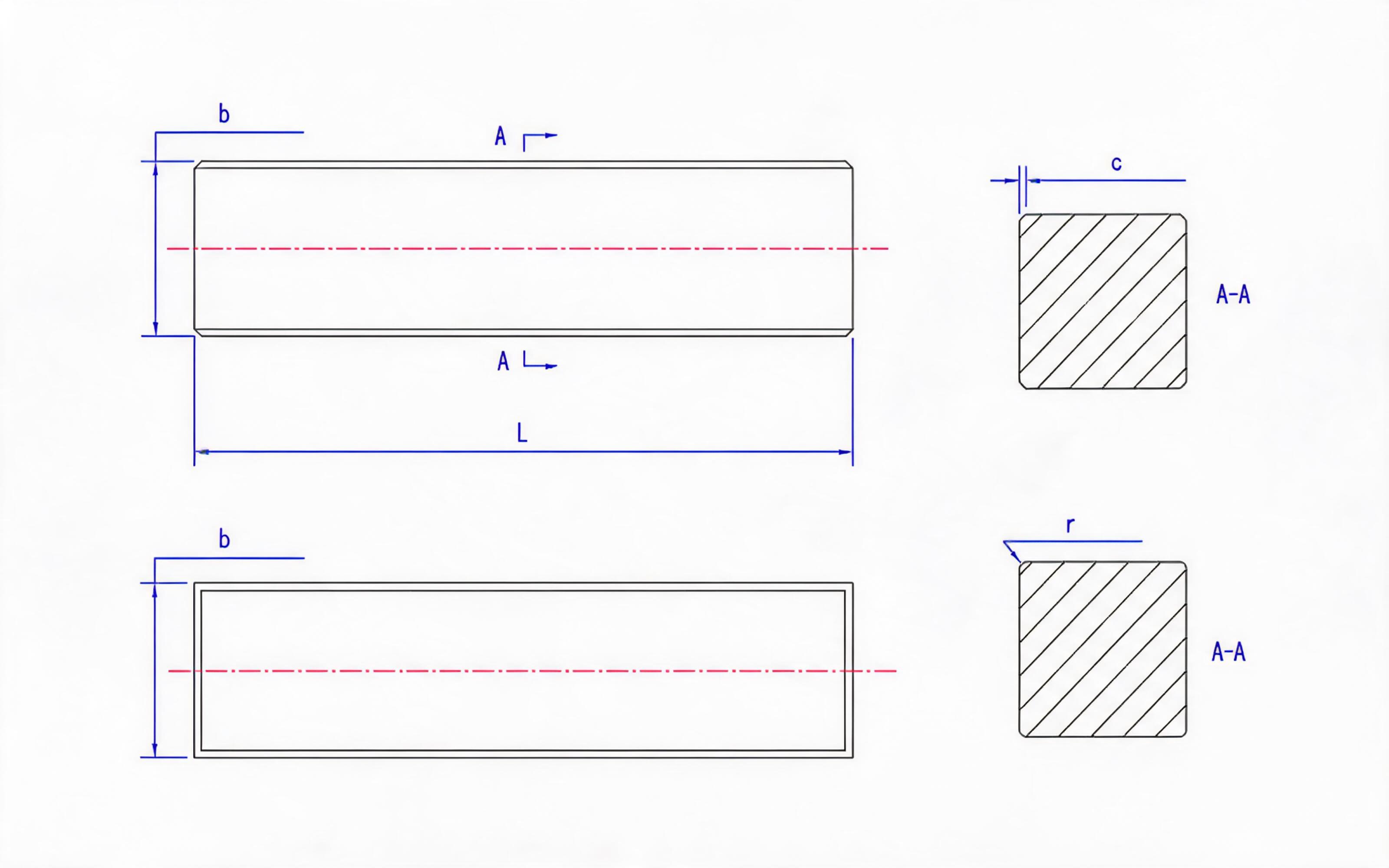 Type B square key Standard Drawing