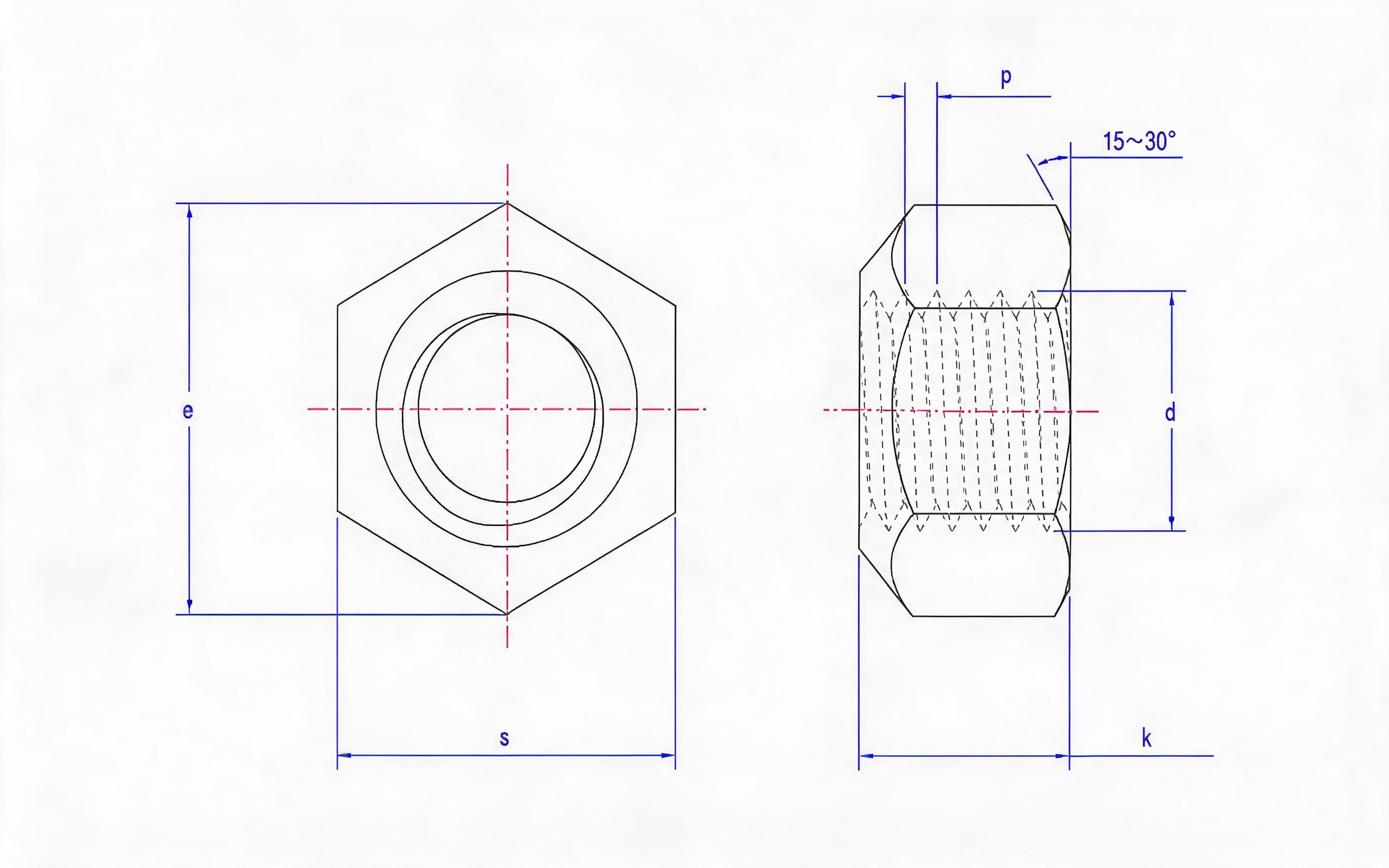 Metal hexagon lock nut Standard Drawing