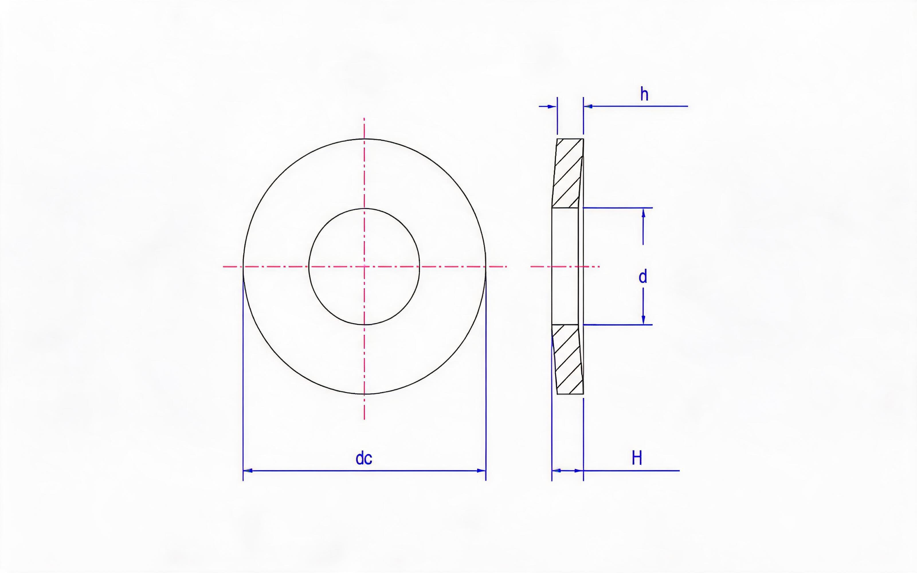 Belleville spring washer (h>6mm, d H12) Table A.3 Standard Drawing