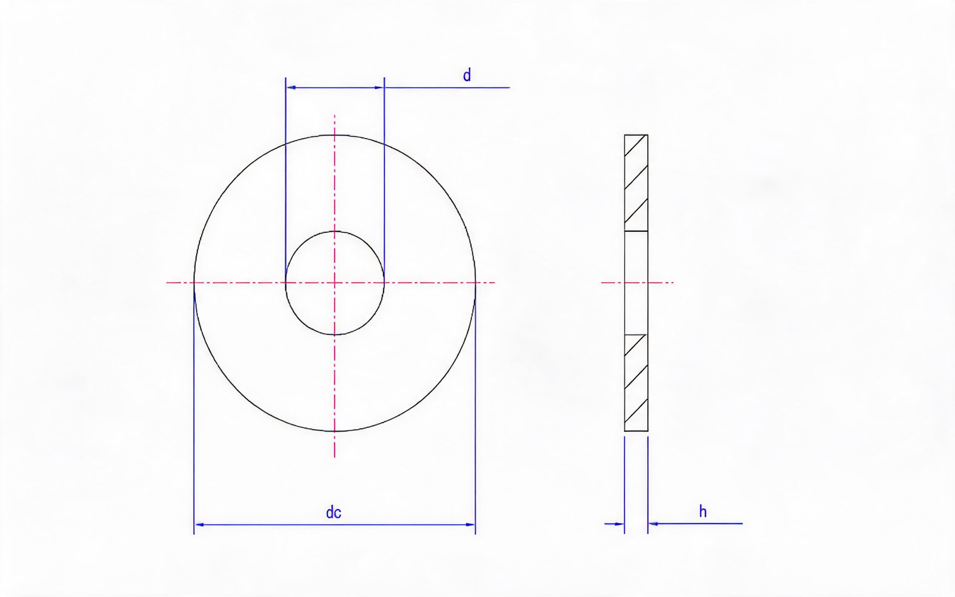 Large flat washer Standard Drawing