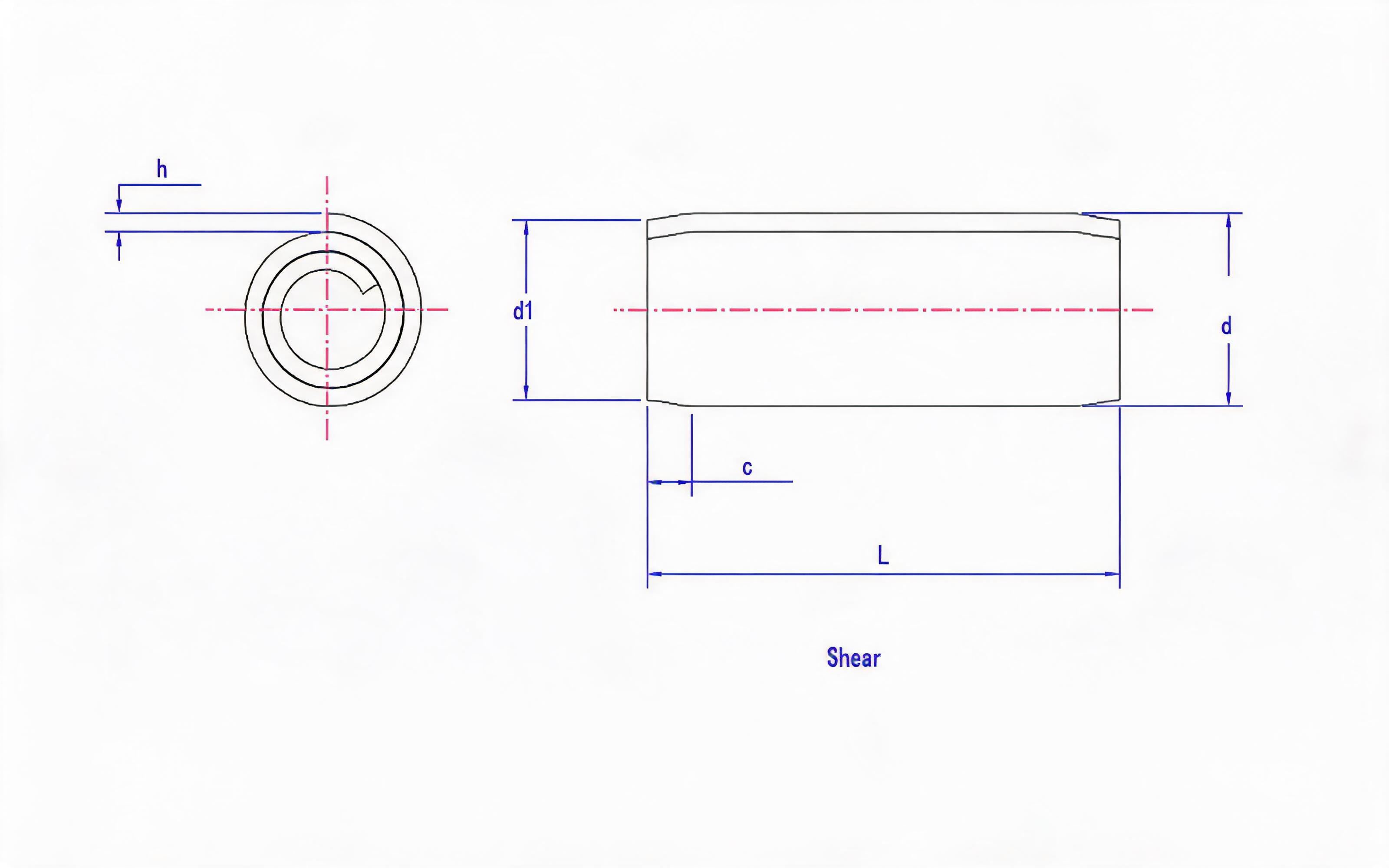 Standard rolled elastic cylindrical pin (steel and martensitic stainless steel) Standard Drawing
