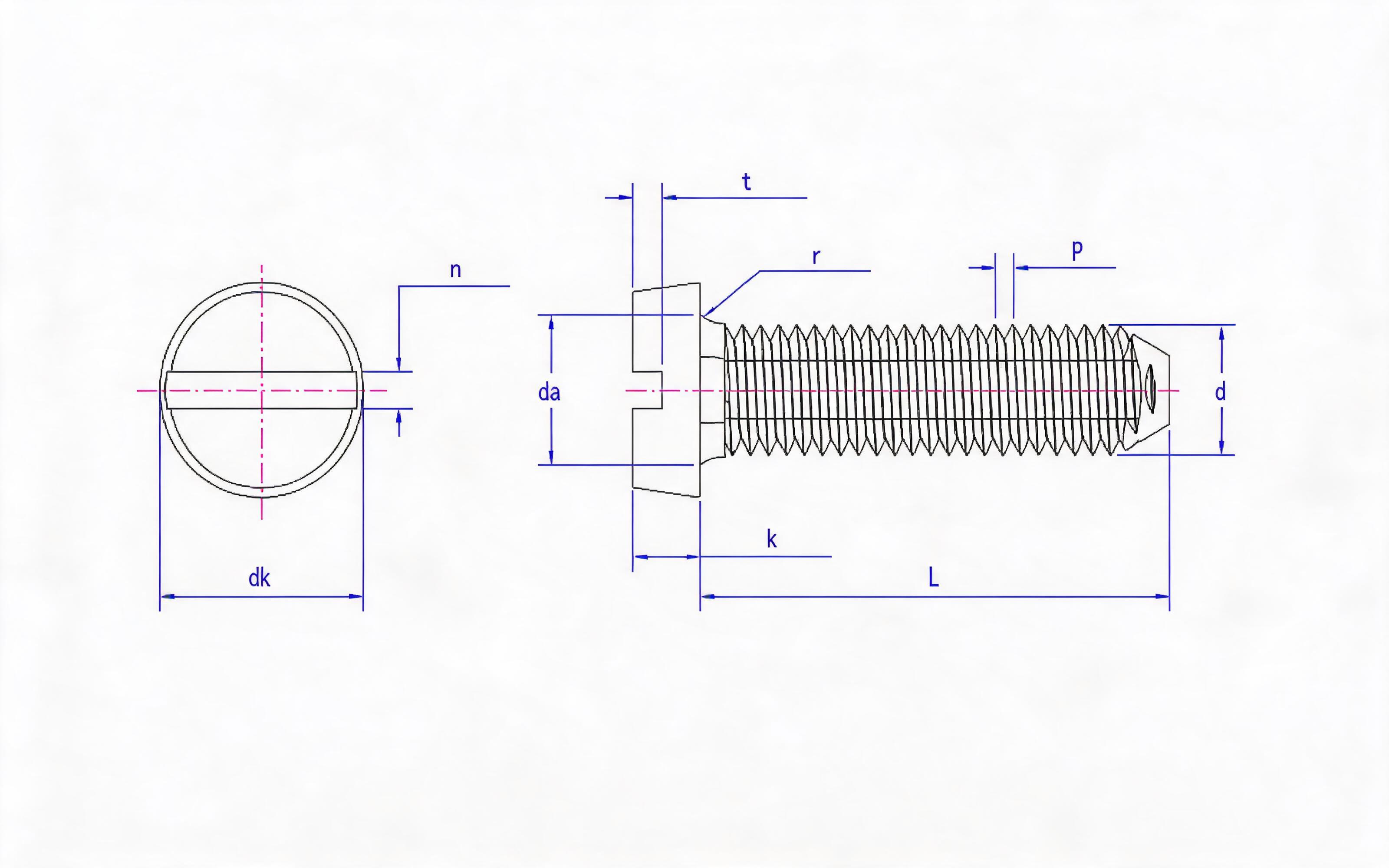 Slotted cheese head triangle lock screw Standard Drawing