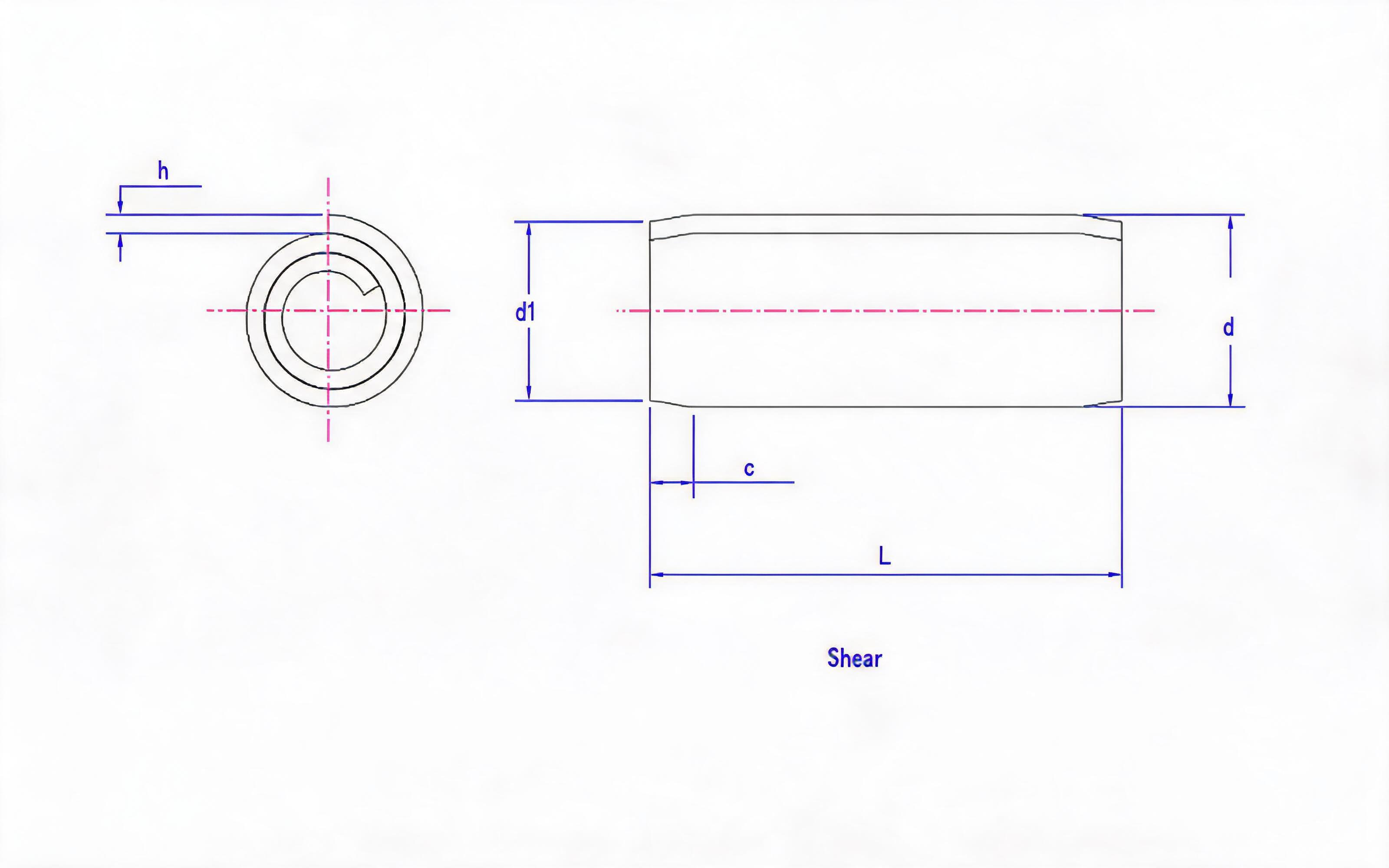 Standard rolled elastic cylindrical pin (austenitic stainless steel) Standard Drawing
