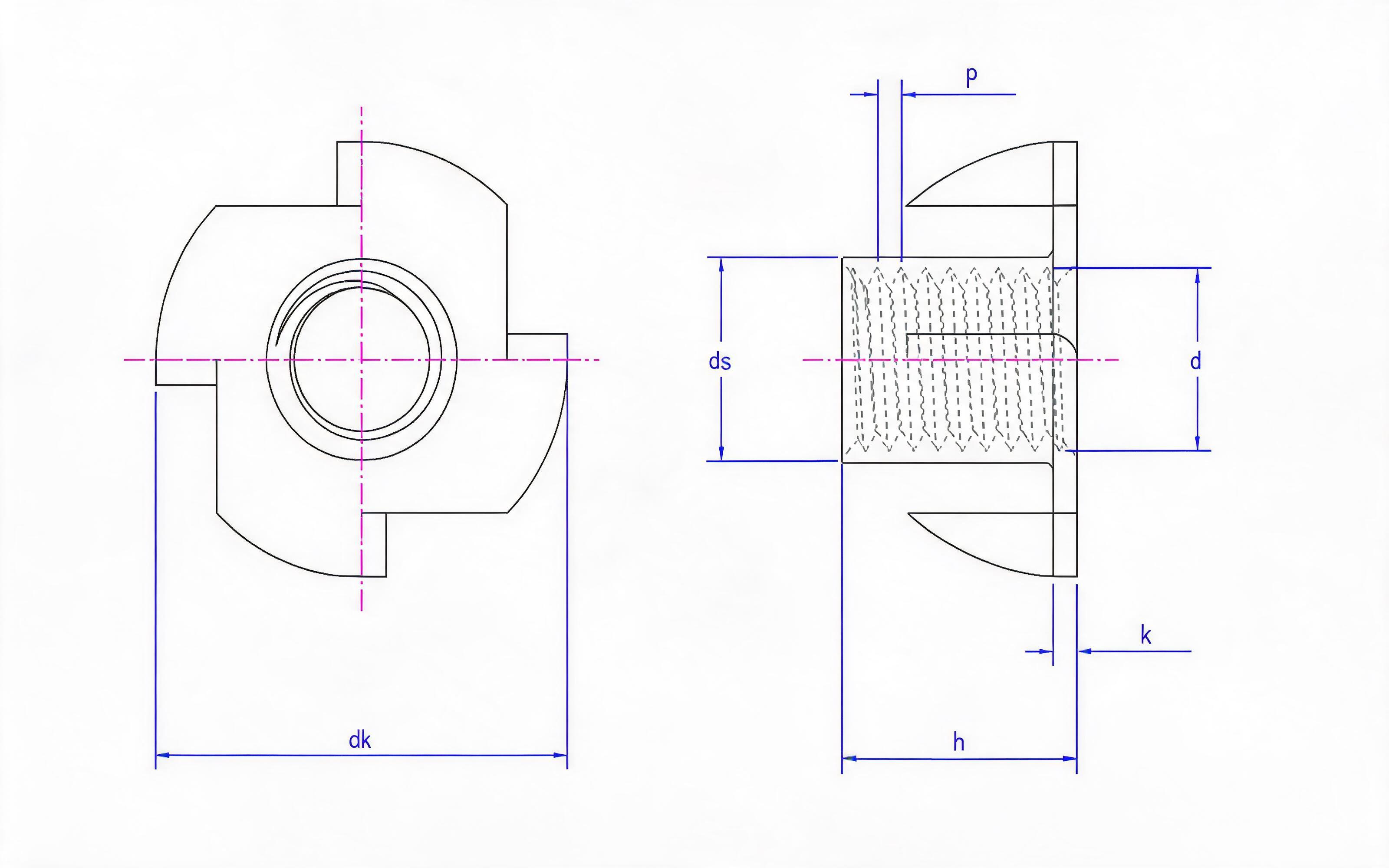 Big four-jaw nut Standard Drawing