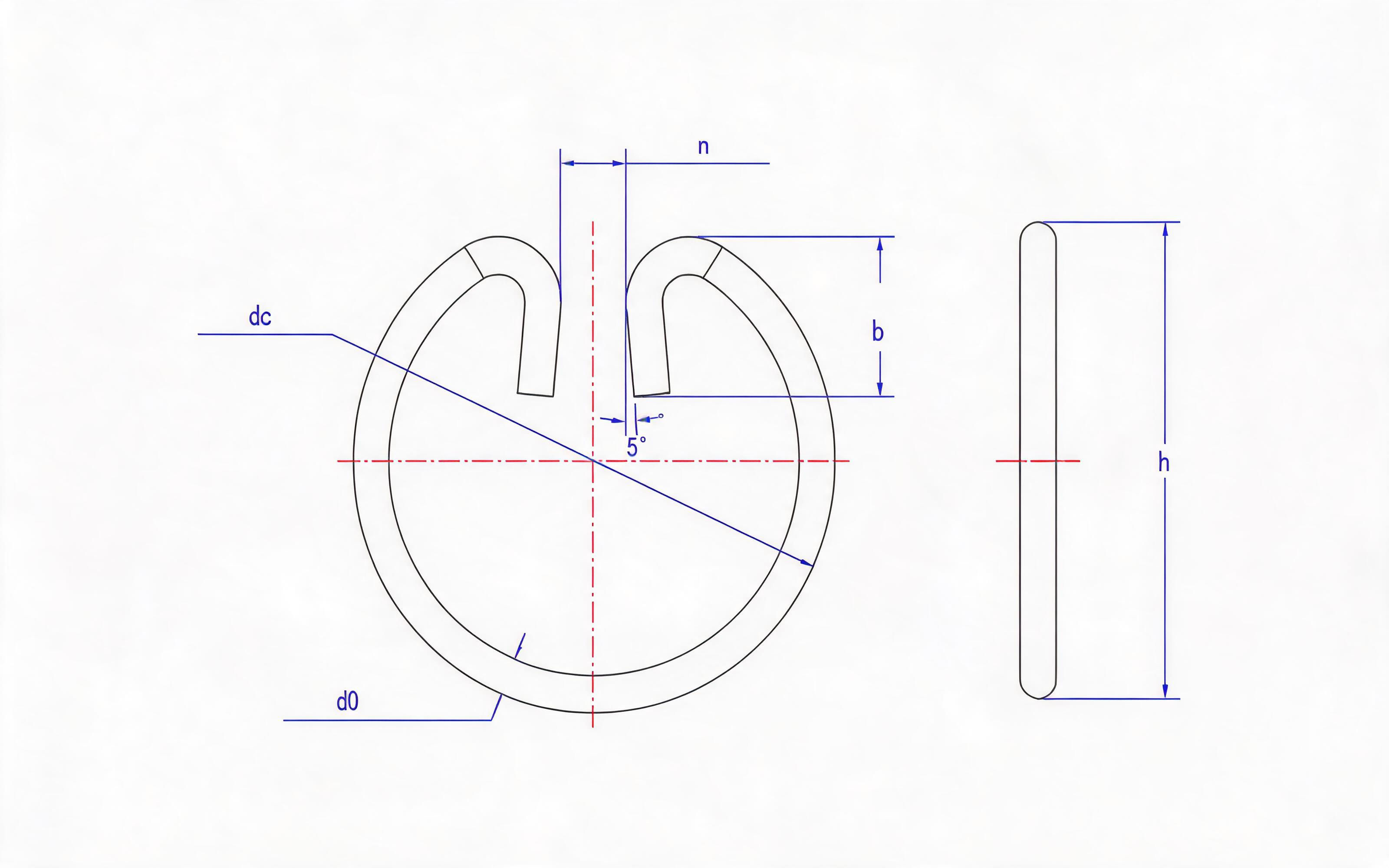 Steel wire large retaining ring for hole (Type A) Standard Drawing