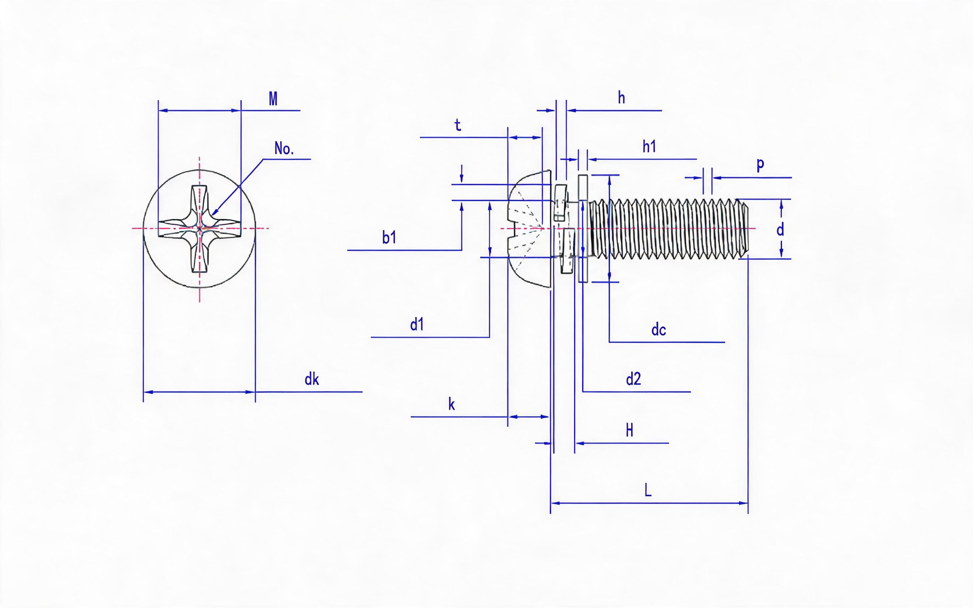 Combination of cross recessed small pan head screw, small flat washer and spring washer (enterprise standard) Standard Drawing