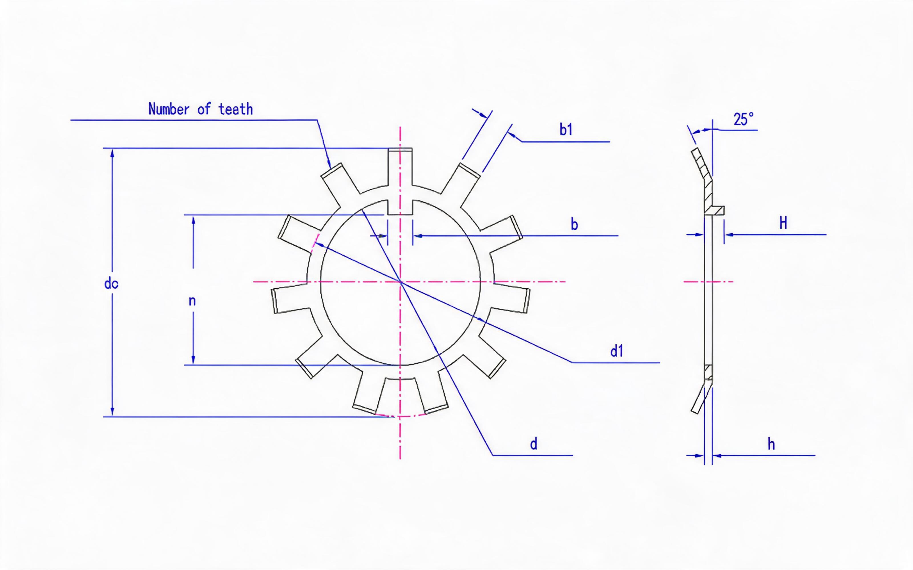 Stop Washers for Type MBA Round Nuts Table 5 Standard Drawing