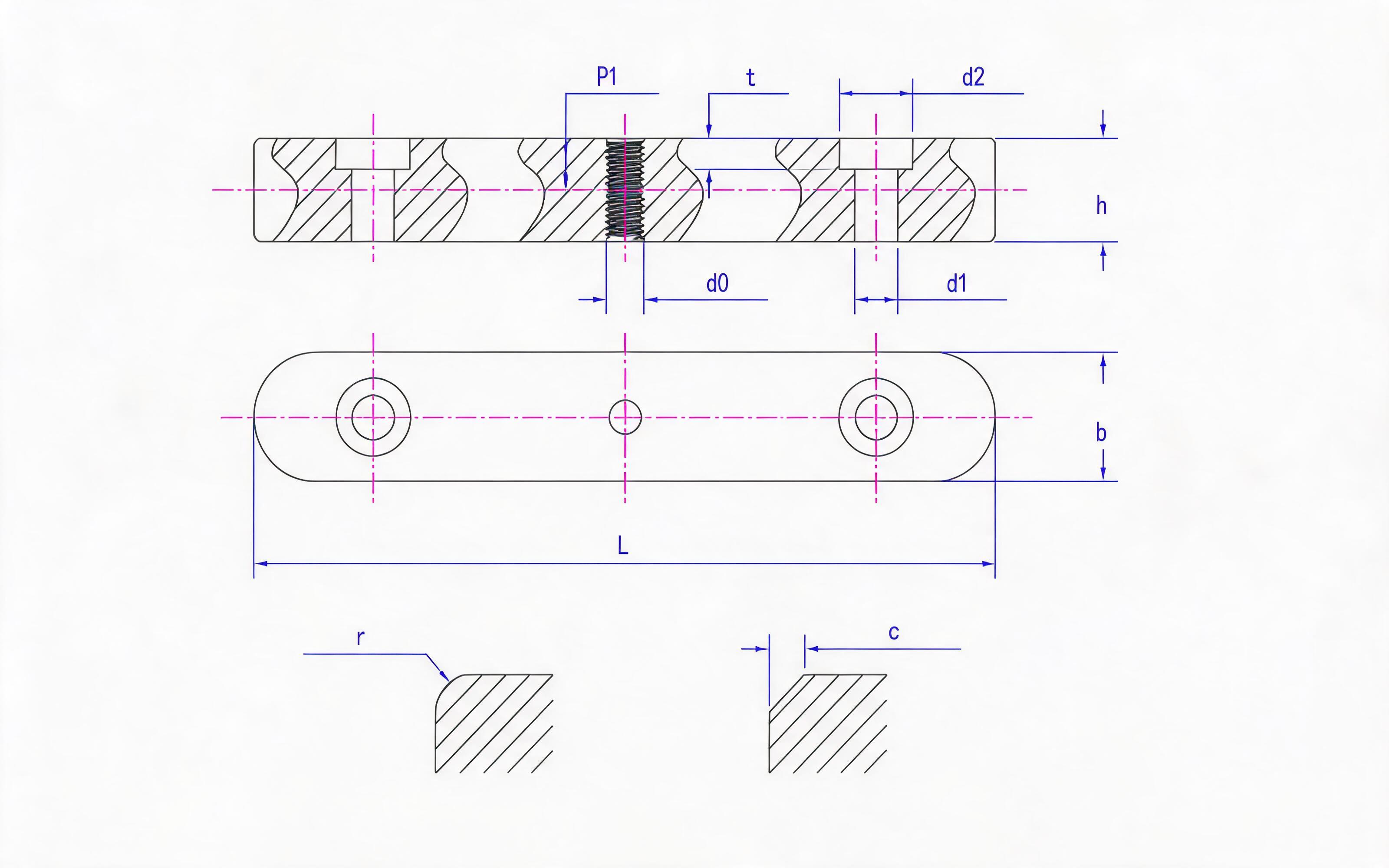 Type A guide type flat key Standard Drawing