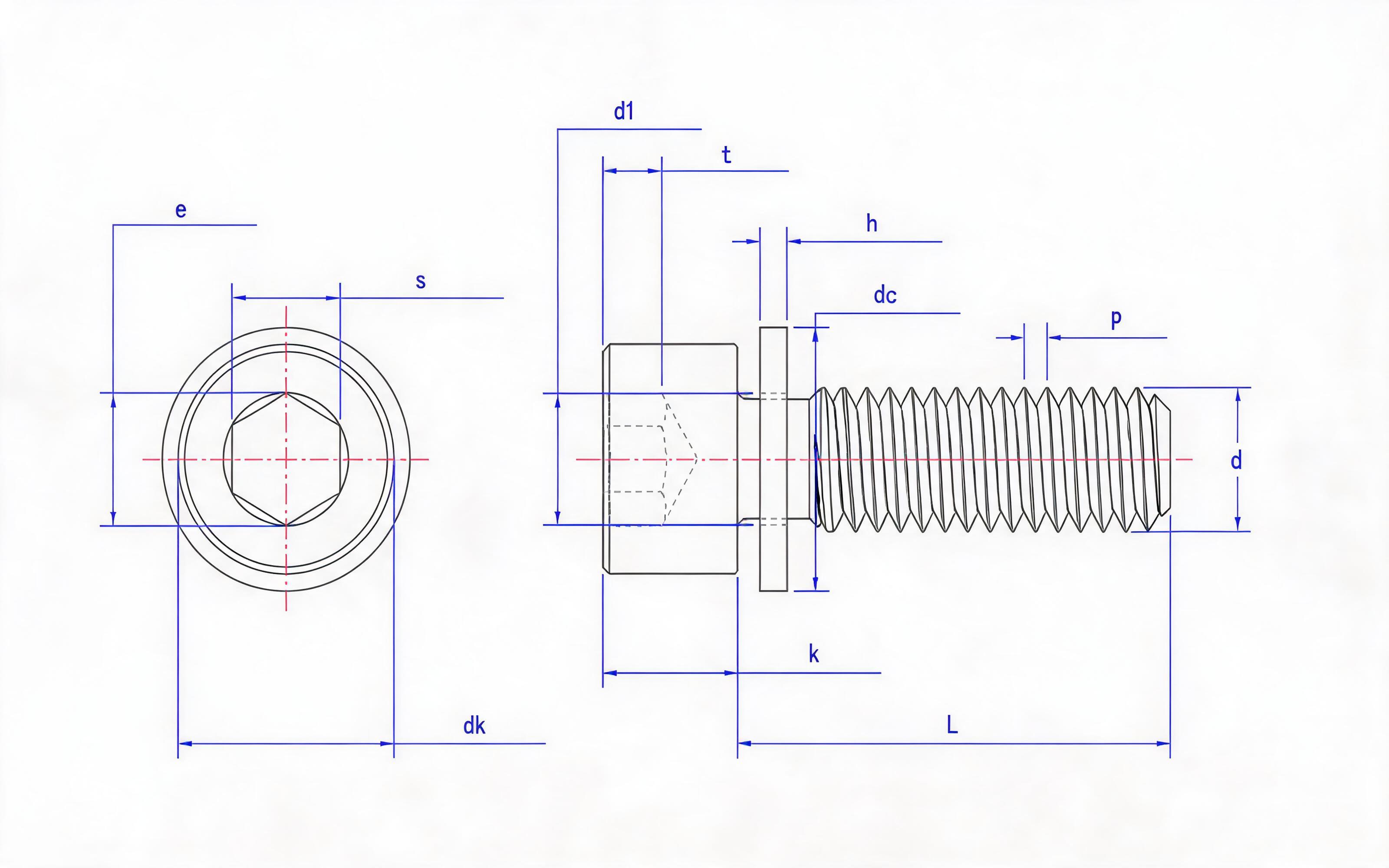 Hexagon socket head cap screw and small flat washer combination Standard Drawing