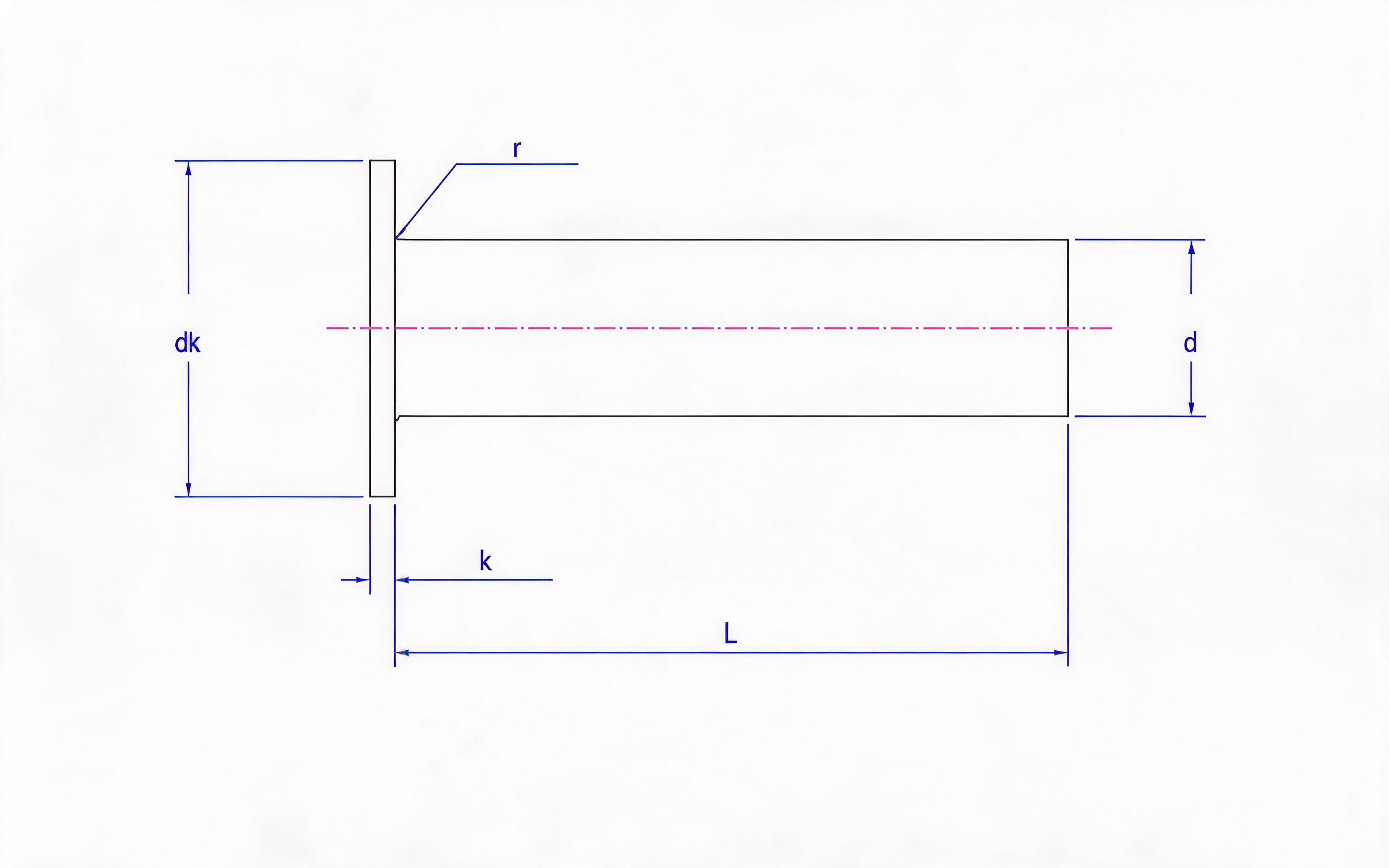 Flat head rivet Standard Drawing