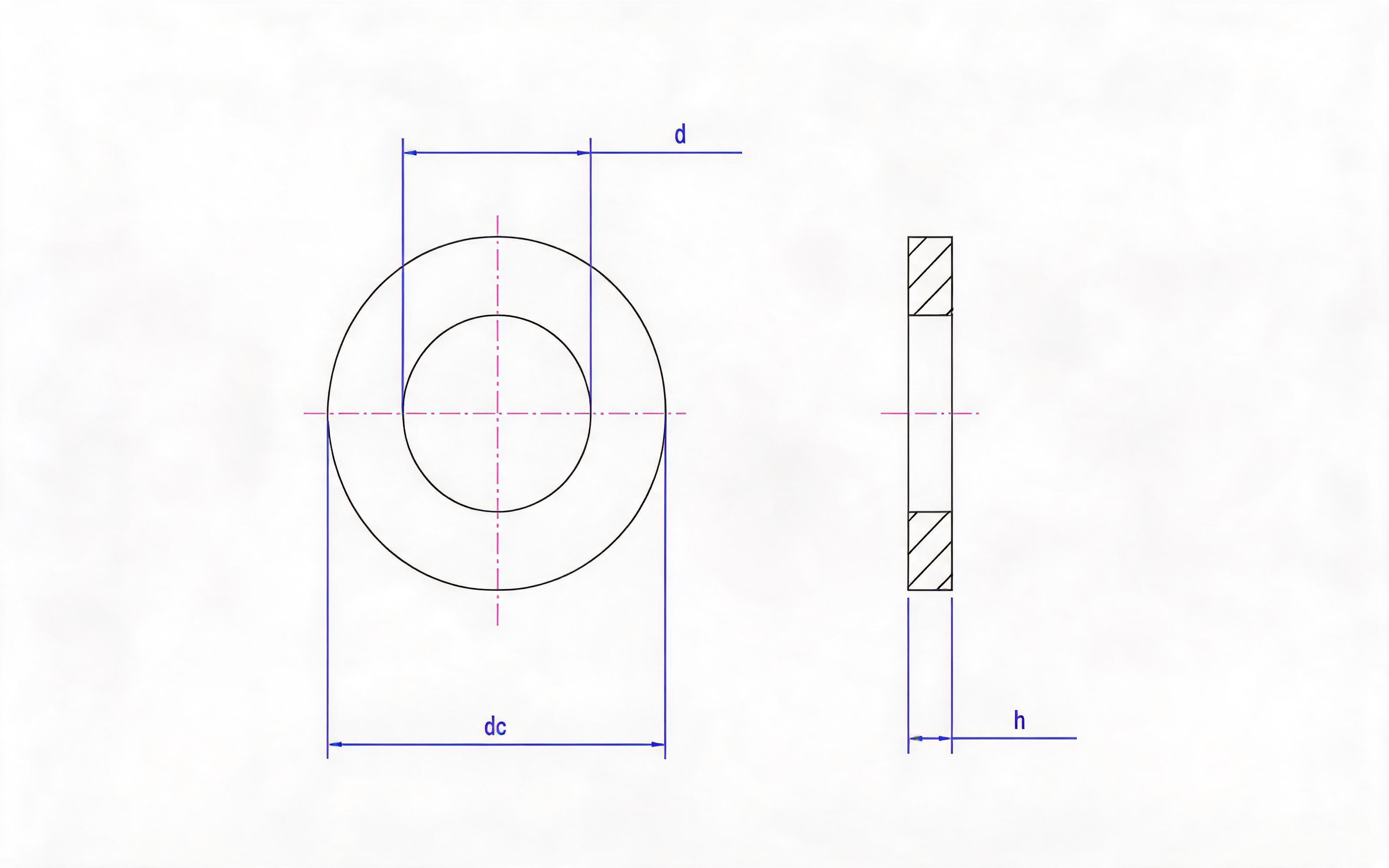 Small flat washer Standard Drawing