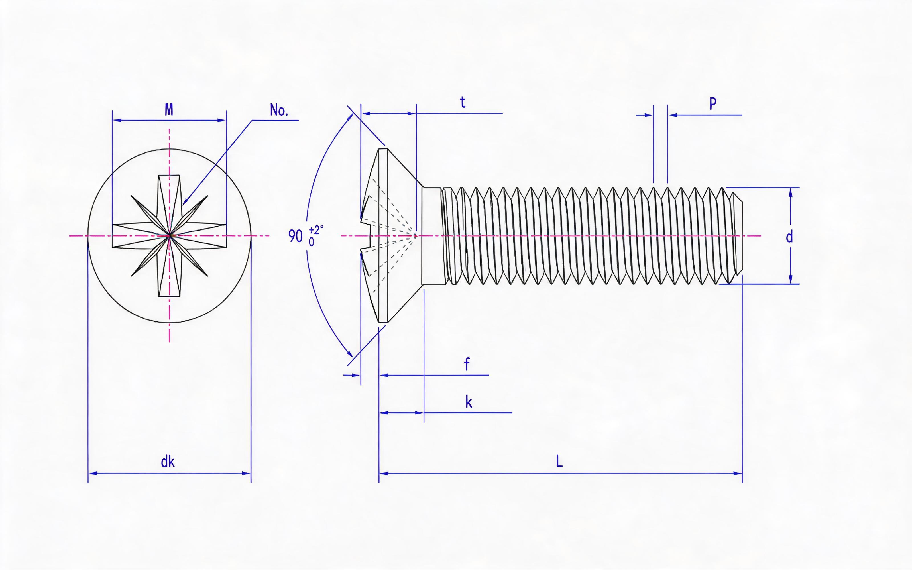 RAISED SLOT COUNTERSUNK HEAD SCREW (Z-SLOT) Standard Drawing