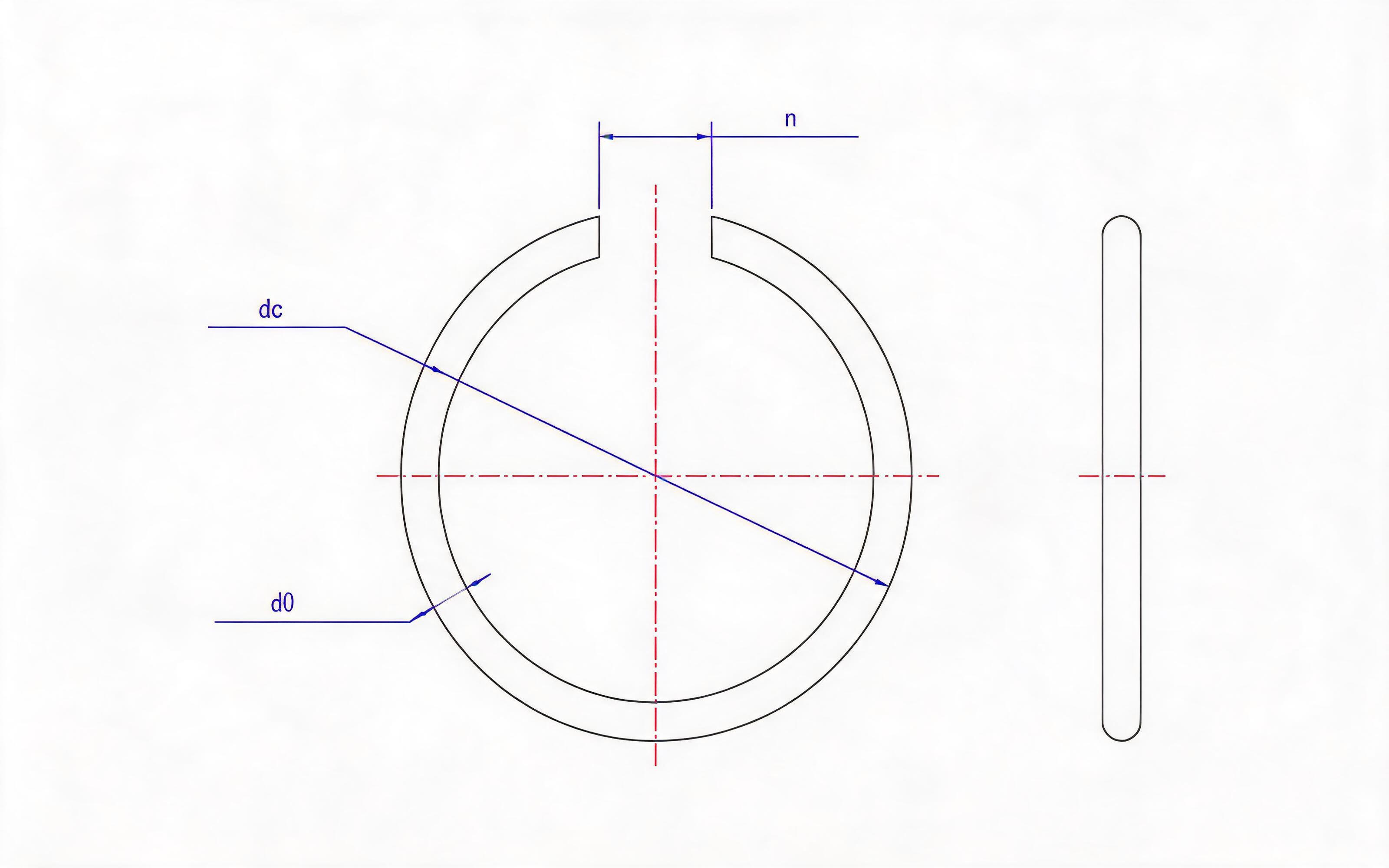 Steel wire large retaining ring for hole (Type C) Standard Drawing