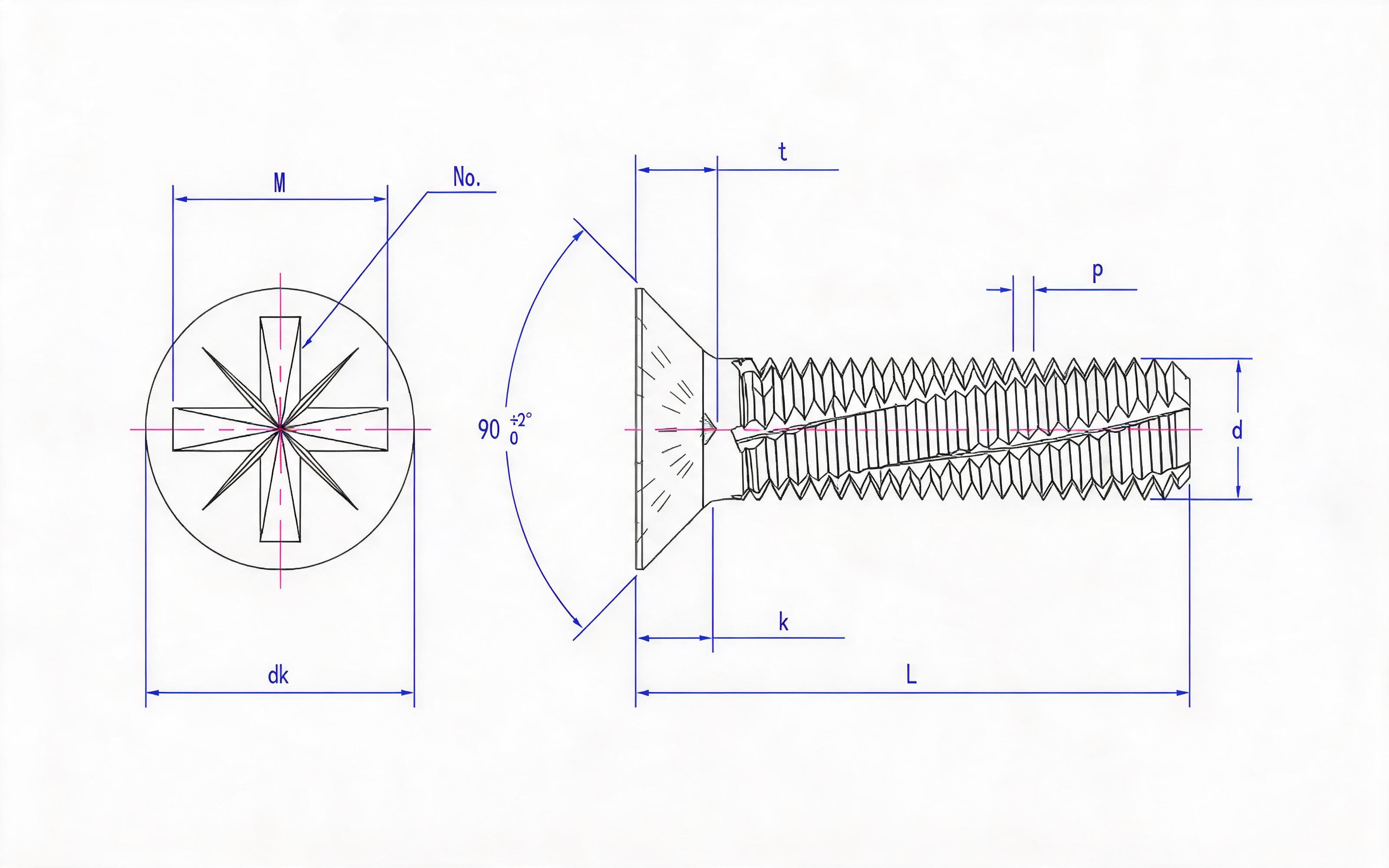 RAISED SLOT COUNTERSUNK HEAD CUT SCREW (TYPE Z) Standard Drawing