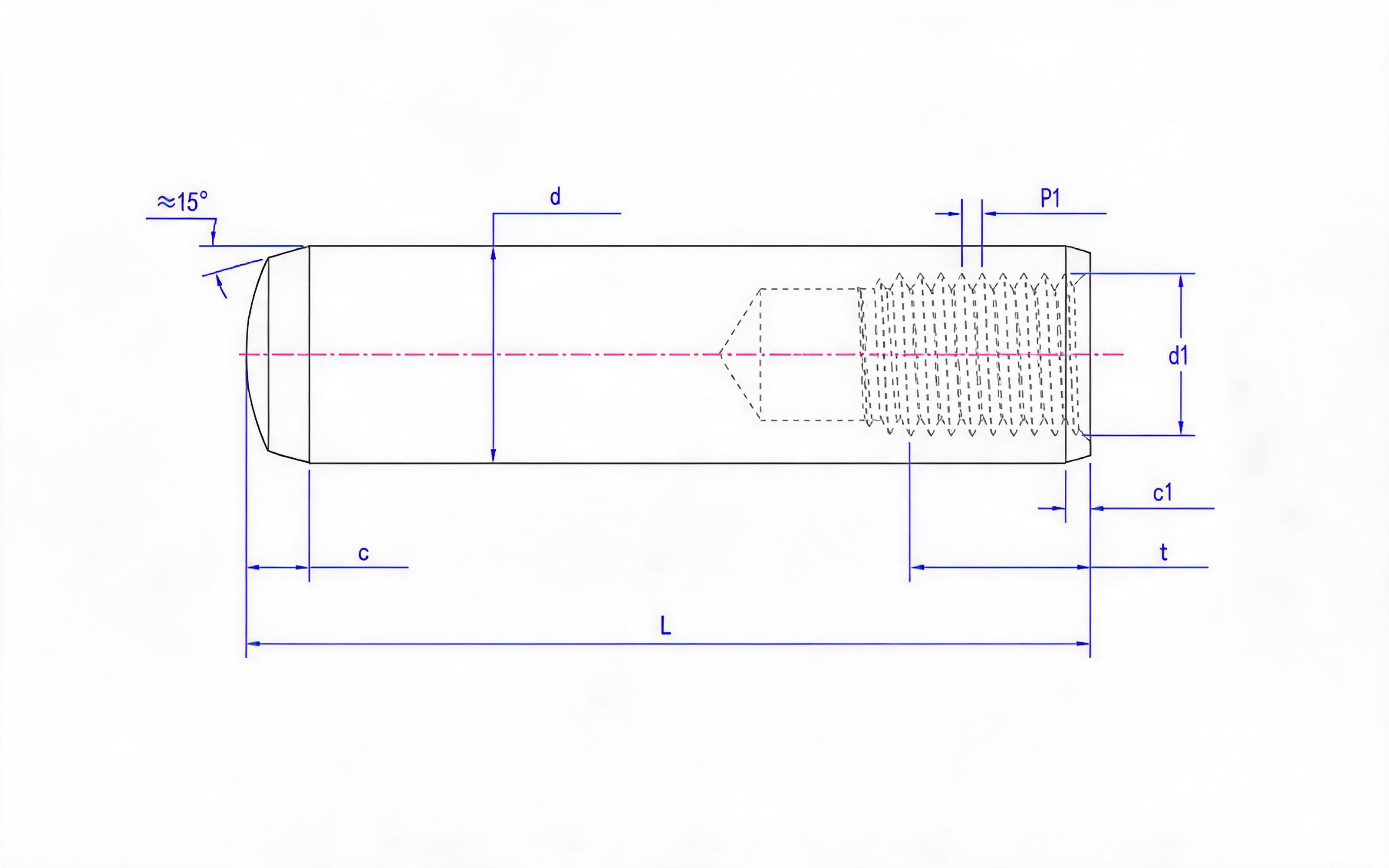 Hardened and Martensitic Stainless Steel Female Cylindrical Pin (Type A) Standard Drawing